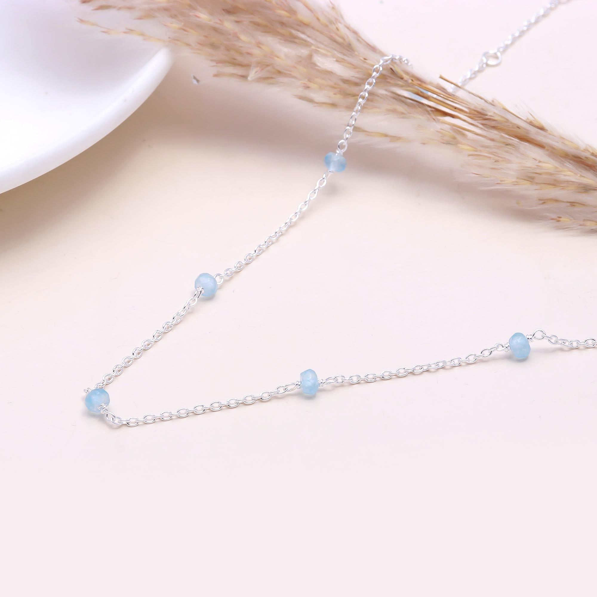 The Ocean Mist: Aquamarine Beaded Necklace