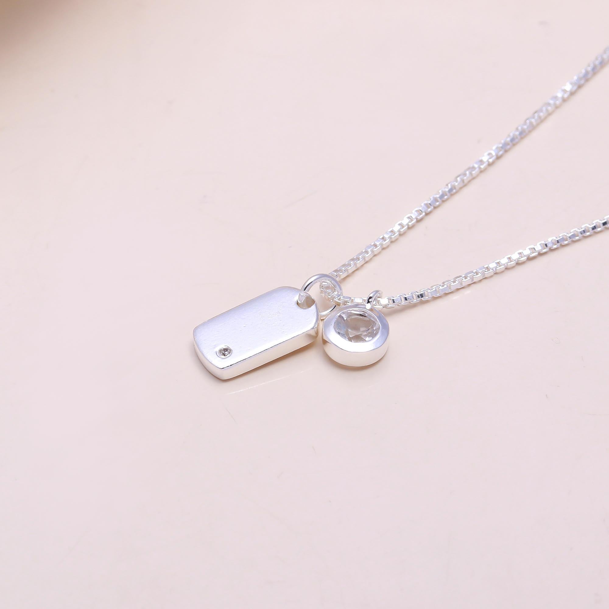 The Minimalist Tag: Engravable Silver Charm Necklace