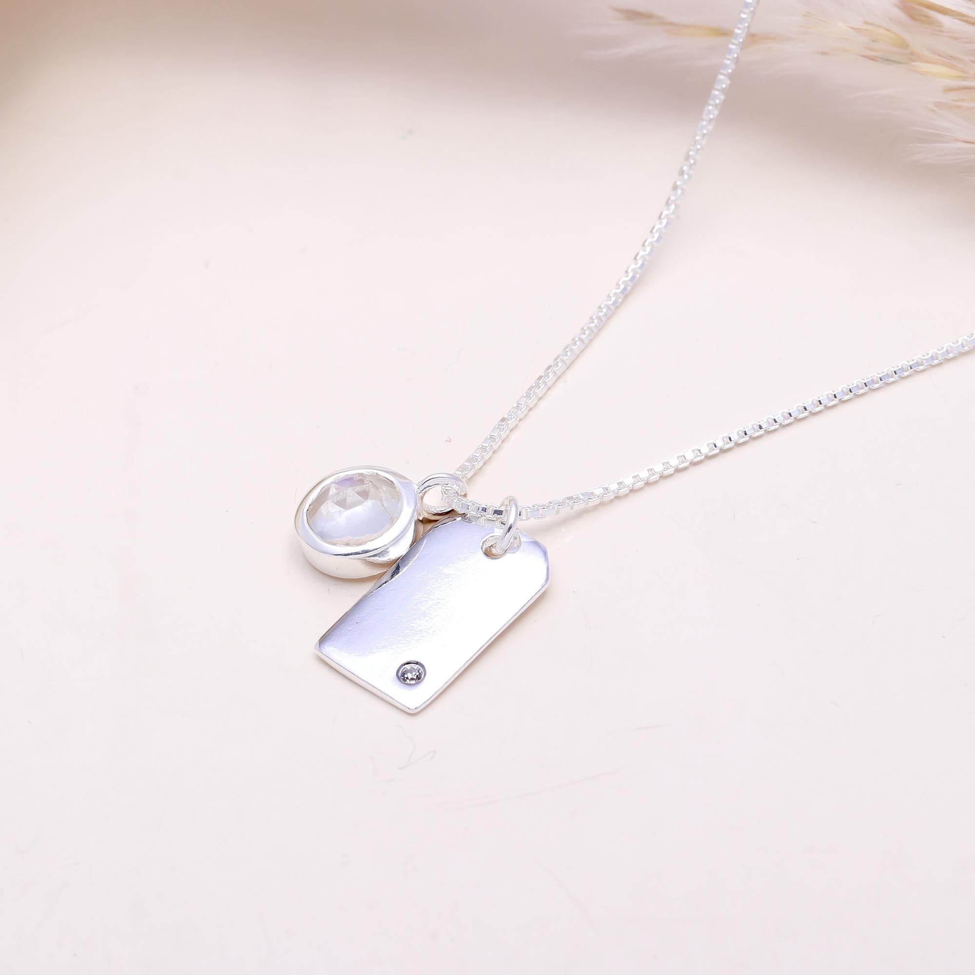 The Layered Charm: Engravable Silver Tag Necklace