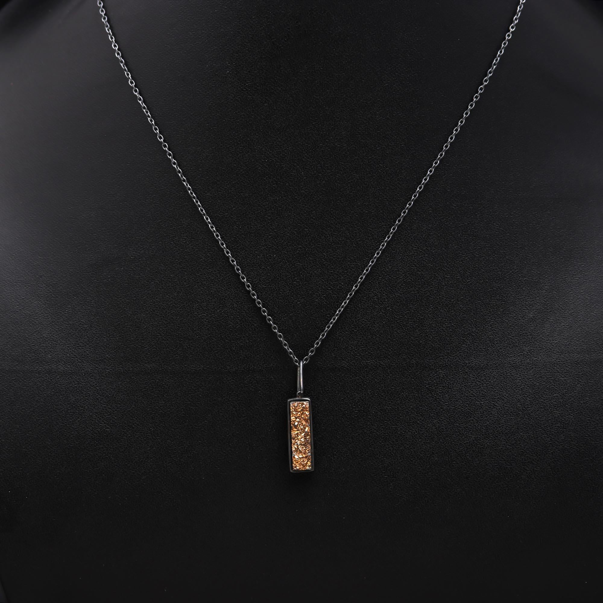 925 Silver Bronze Druzy Pendant Necklace