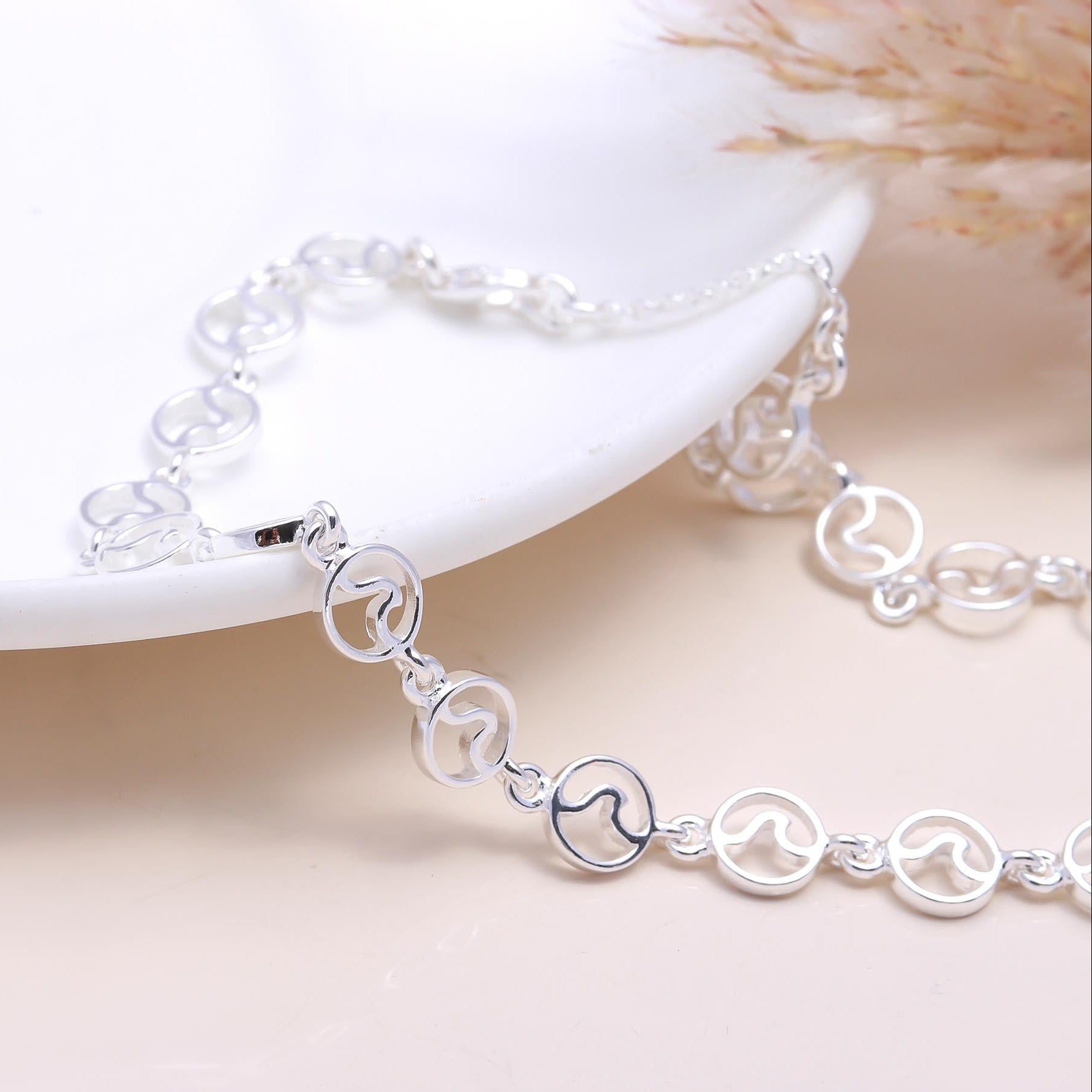 The Infinity Wave: Silver Wave Link Bracelet