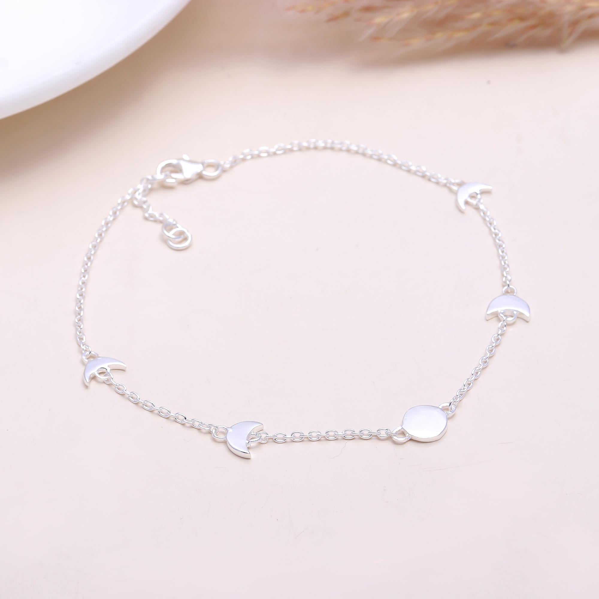 The Moon Phase: Celestial Silver Charm Bracelet
