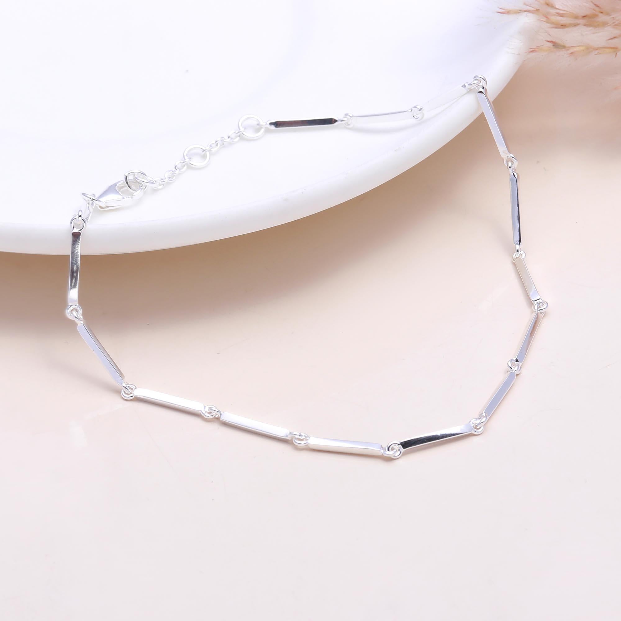 The Sleek Bar: Minimalist Silver Station Bracelet