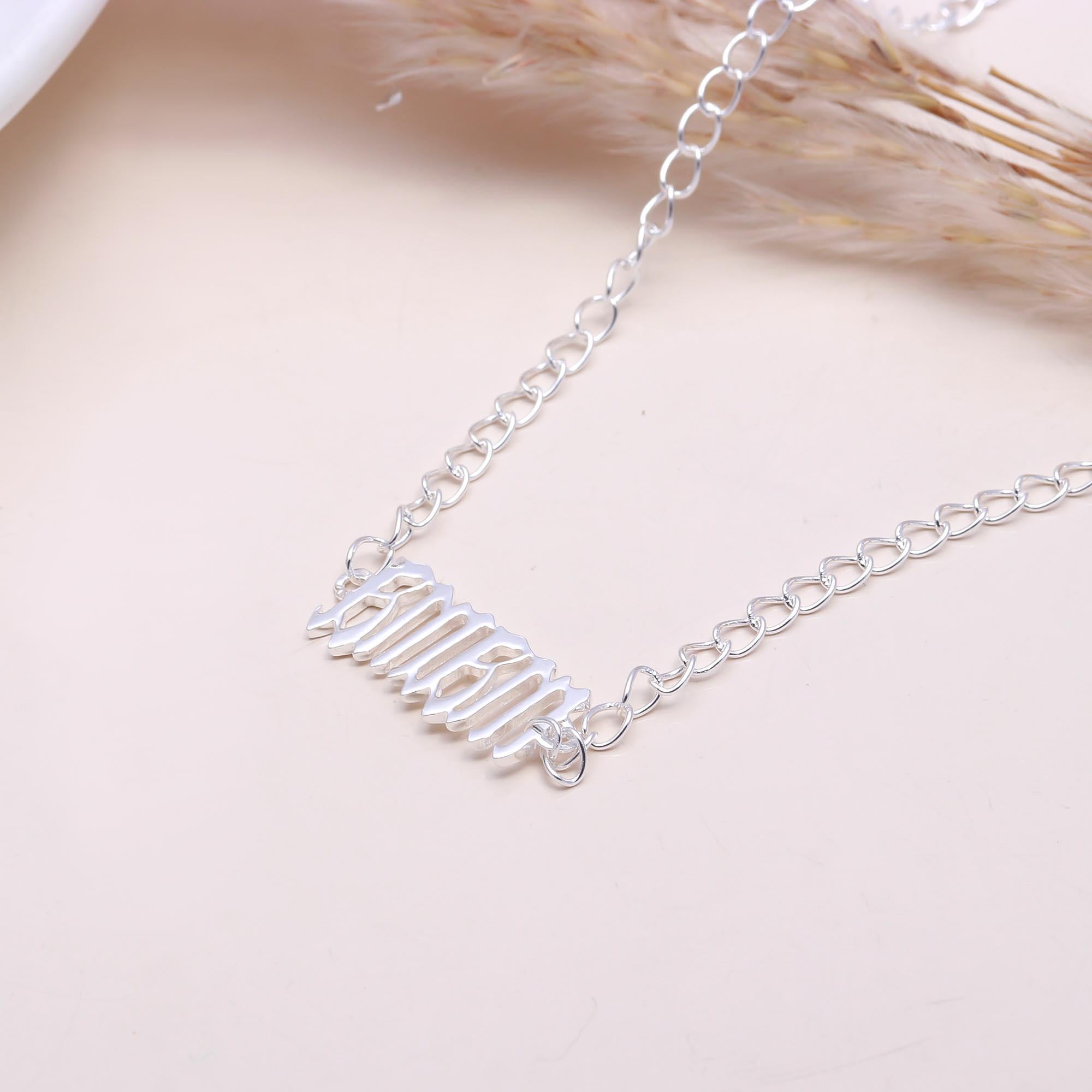 The Angel Script: English Gothic Silver Necklace