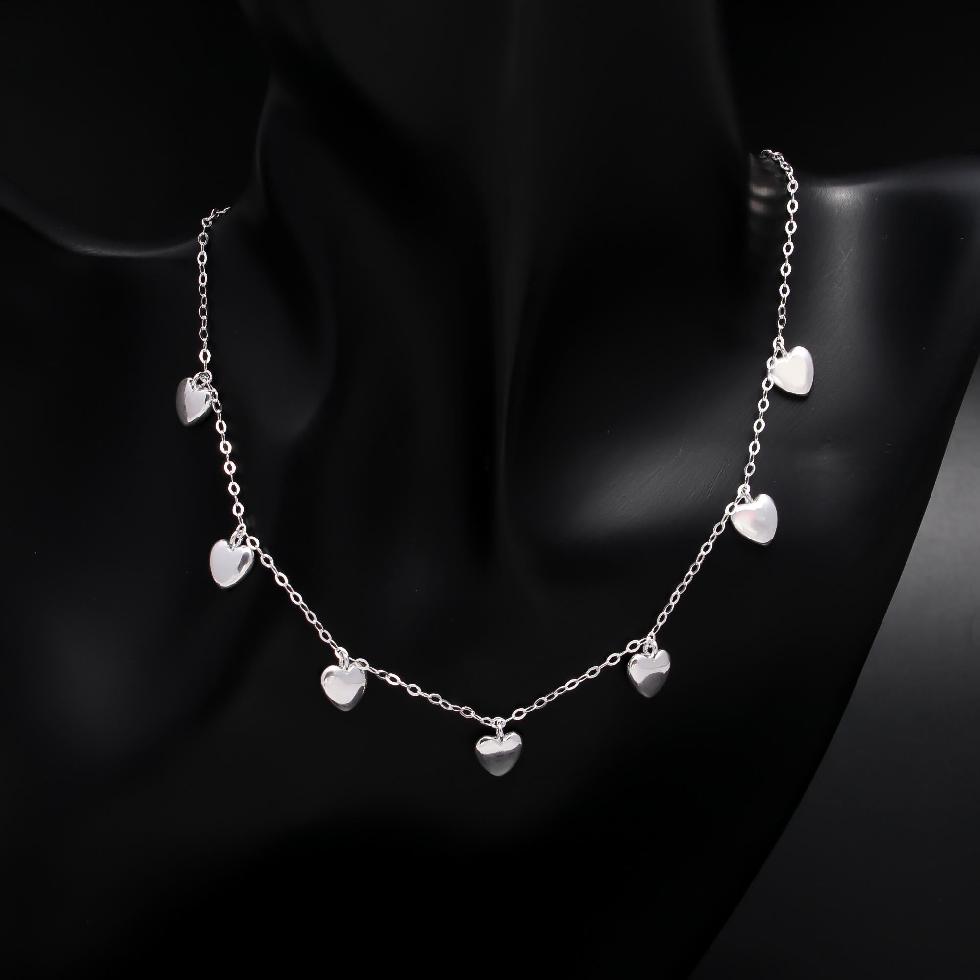 The Shimmering Heart: Dainty Silver Charm Necklace