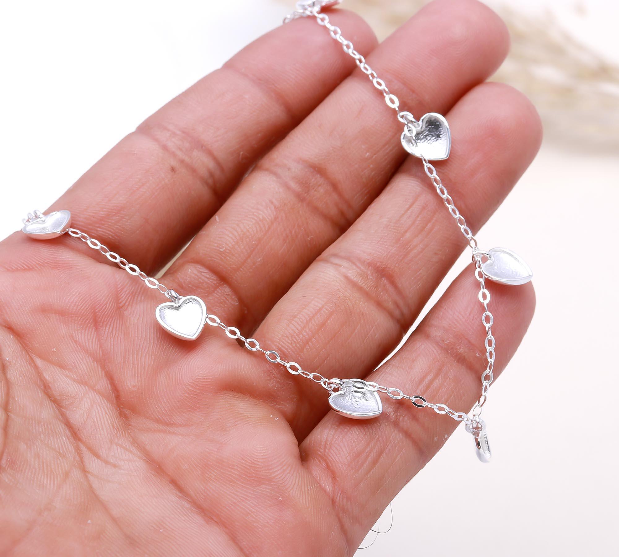 The Shimmering Heart: Dainty Silver Charm Necklace