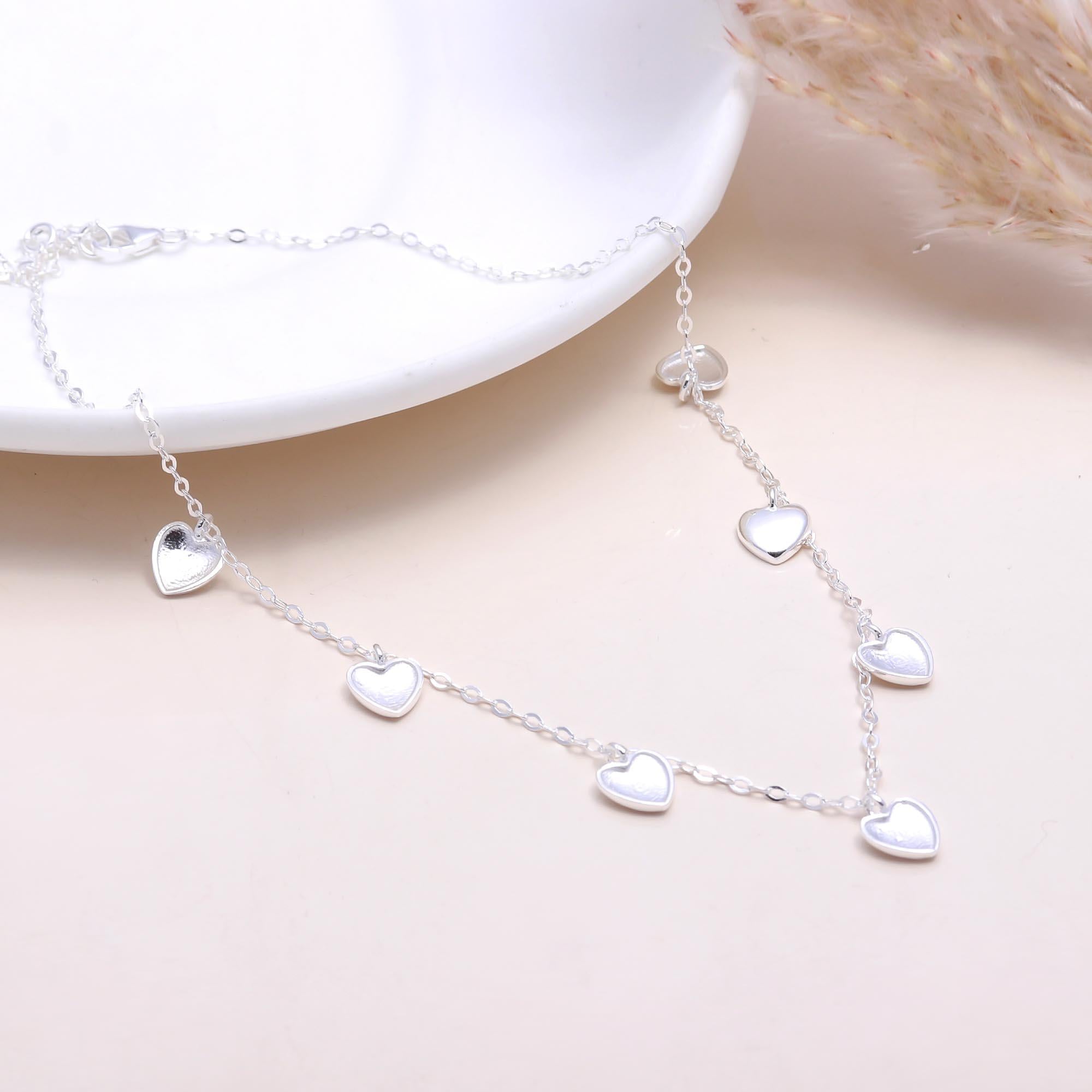 The Shimmering Heart: Dainty Silver Charm Necklace
