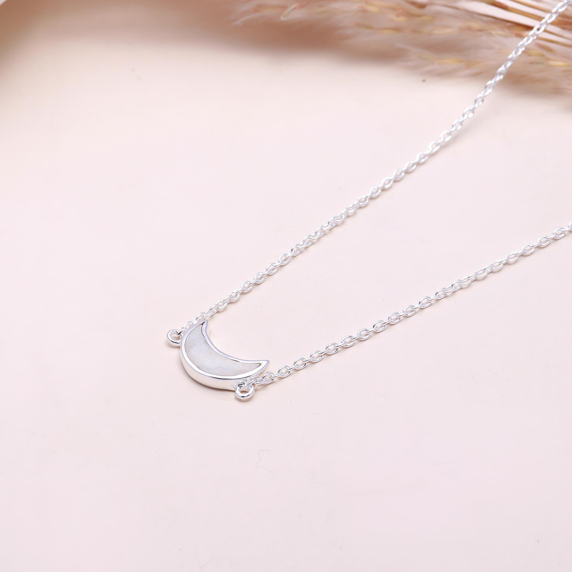 The White Crescent: Mother of Pearl Moon Necklace