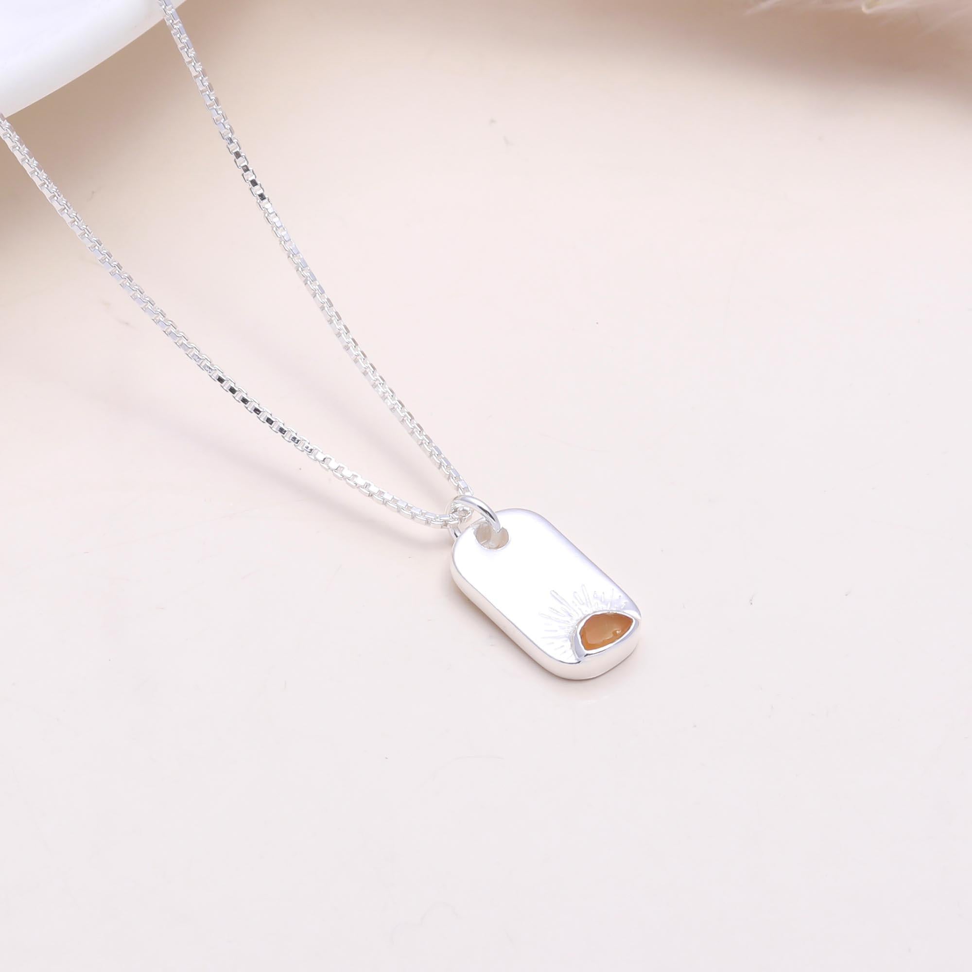 The Morning Sun: Sunburst Etched Tag Necklace