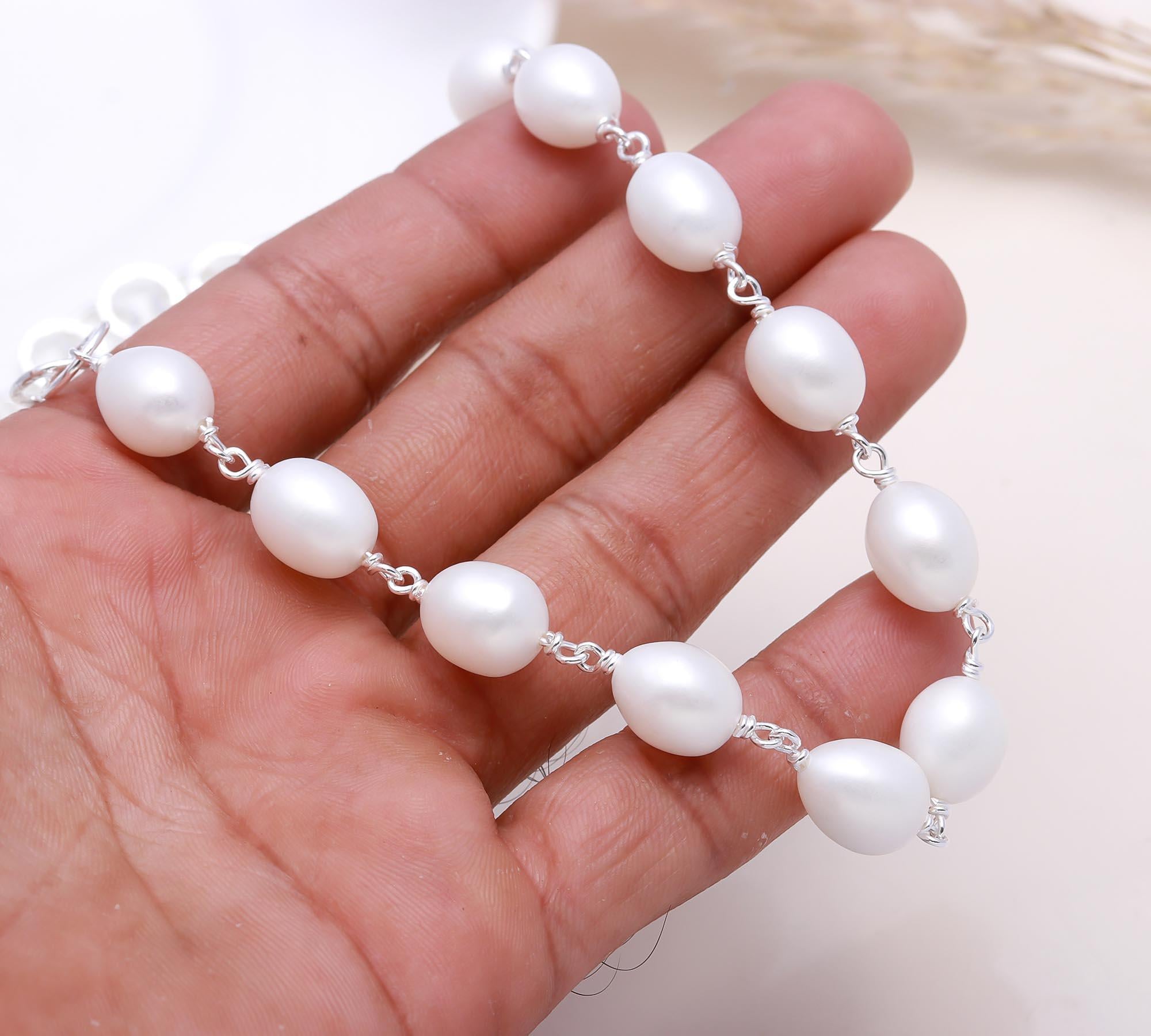 The Organic Pearl: Oval Pearl Link Chain Necklace