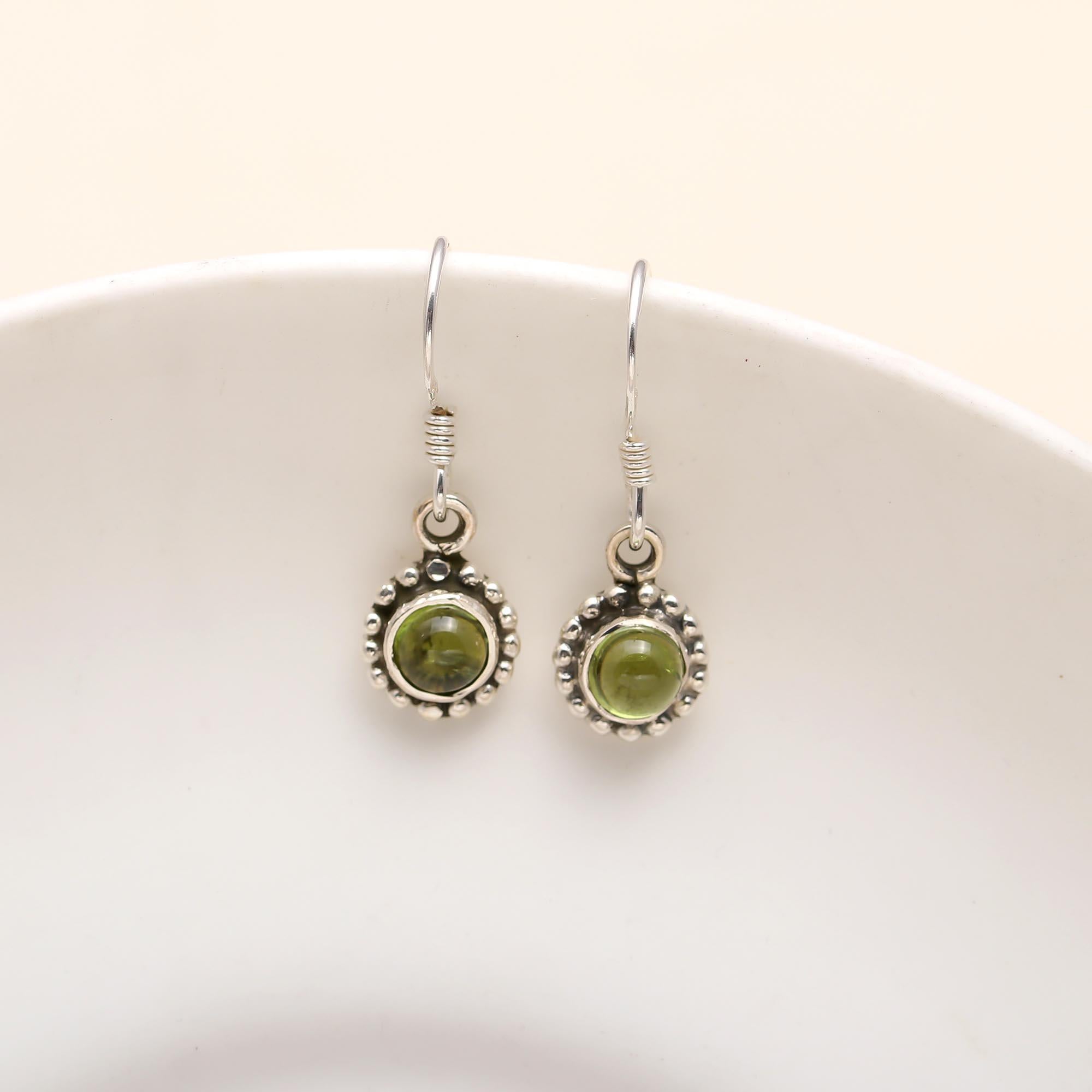 925 Sterling Silver Natural Peridot Dangle Earring