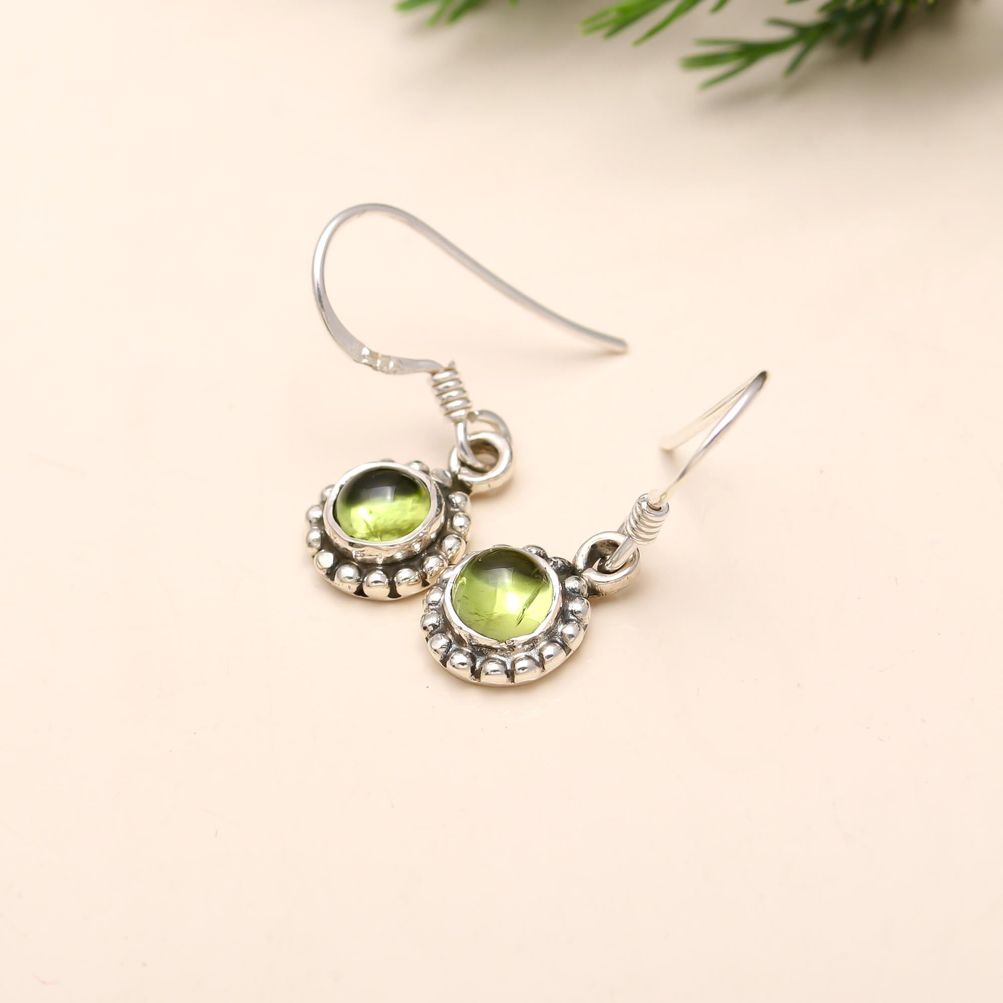925 Sterling Silver Natural Peridot Dangle Earring