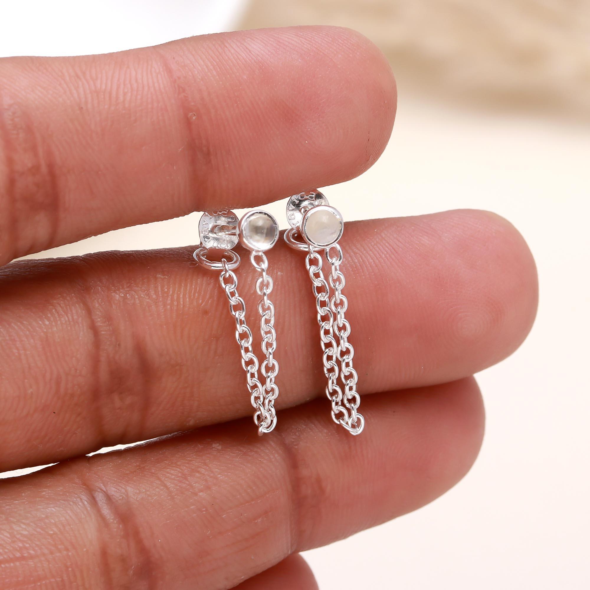 The Silver Link: Minimalist Chain Loop Stud Earrings