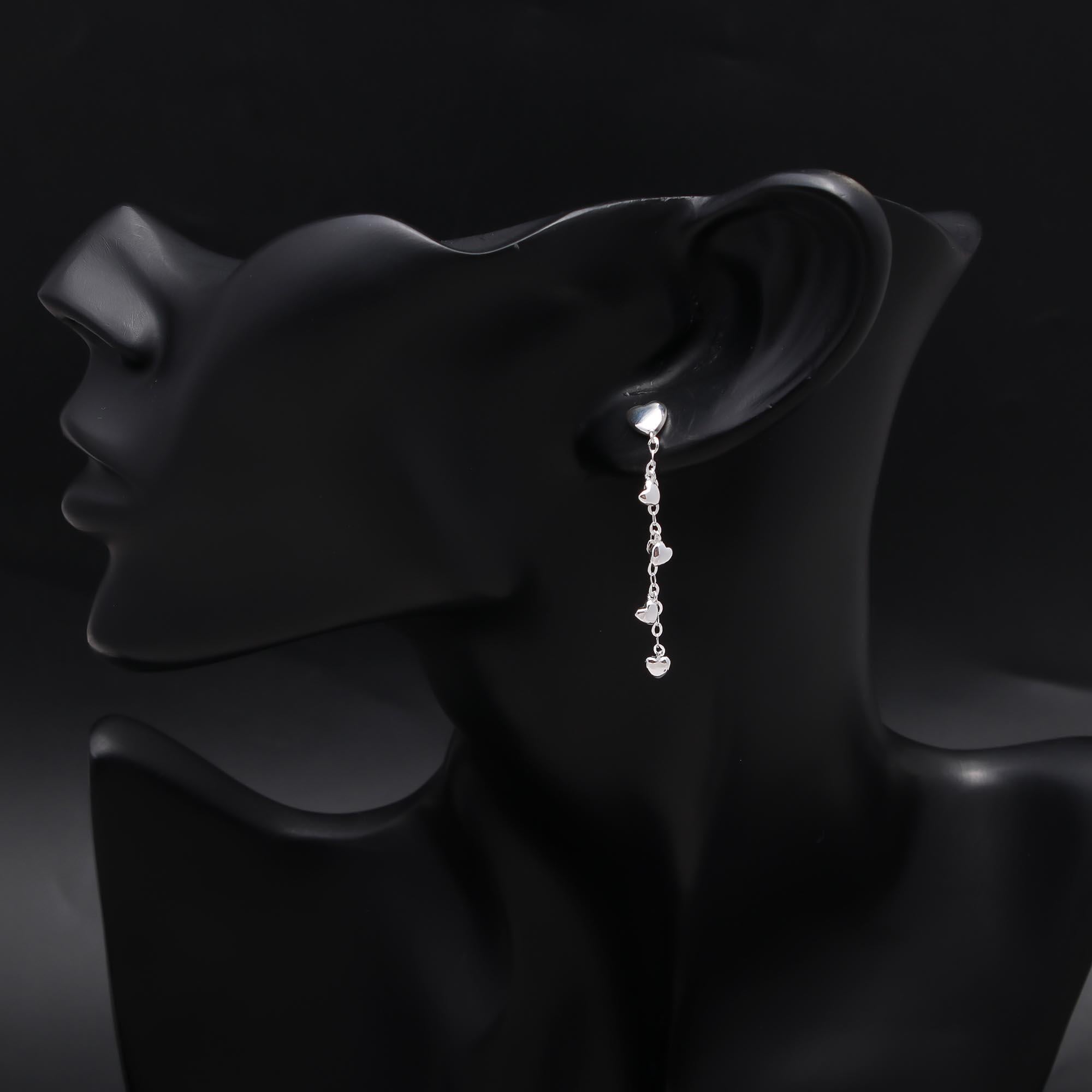 925 Sterling Silver Heart Dangle Earrings