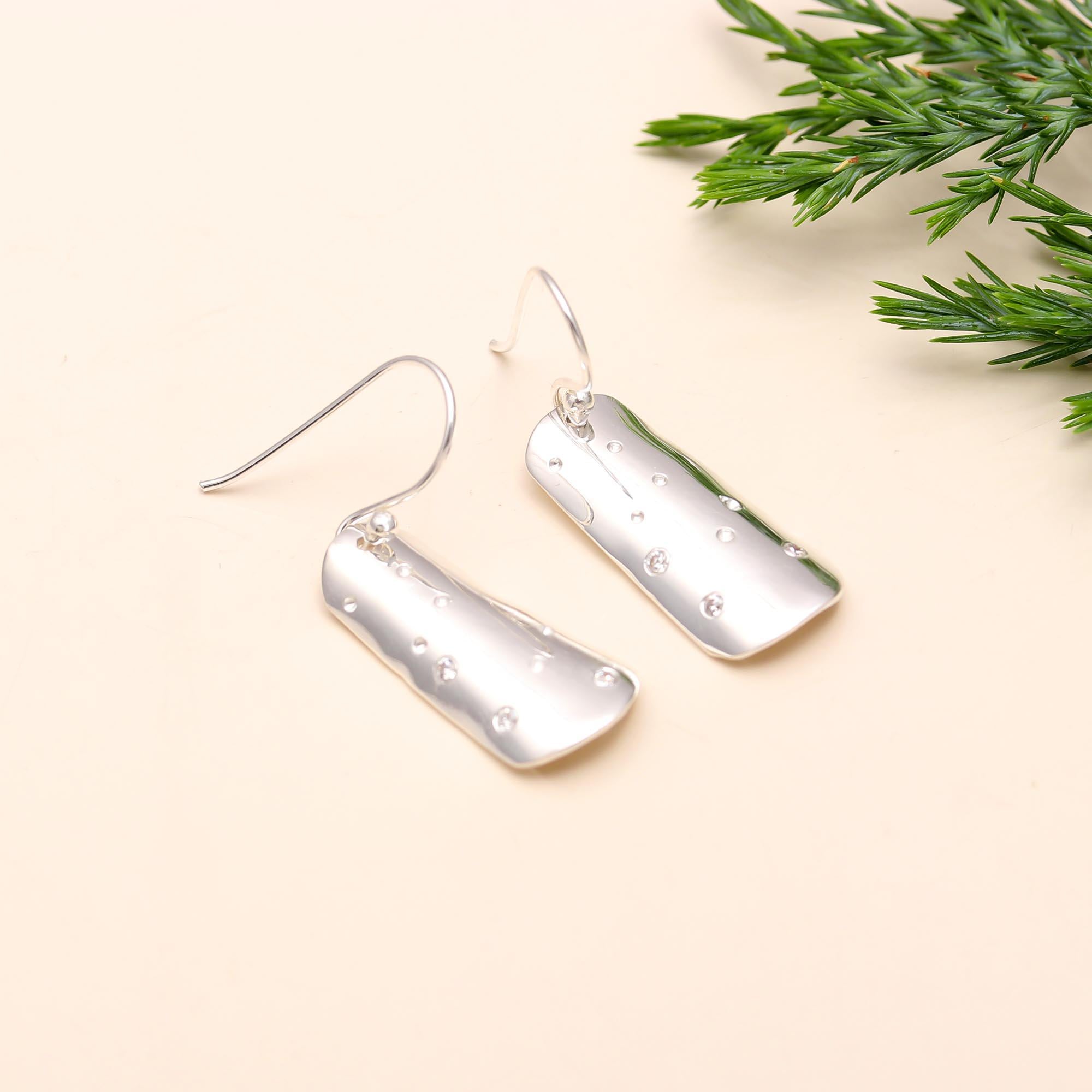 925 Silver Hammered Dangle Earrings