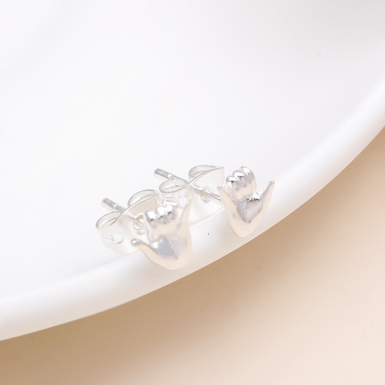 925 Sterling Silver Shaka Hand Stud Earrings