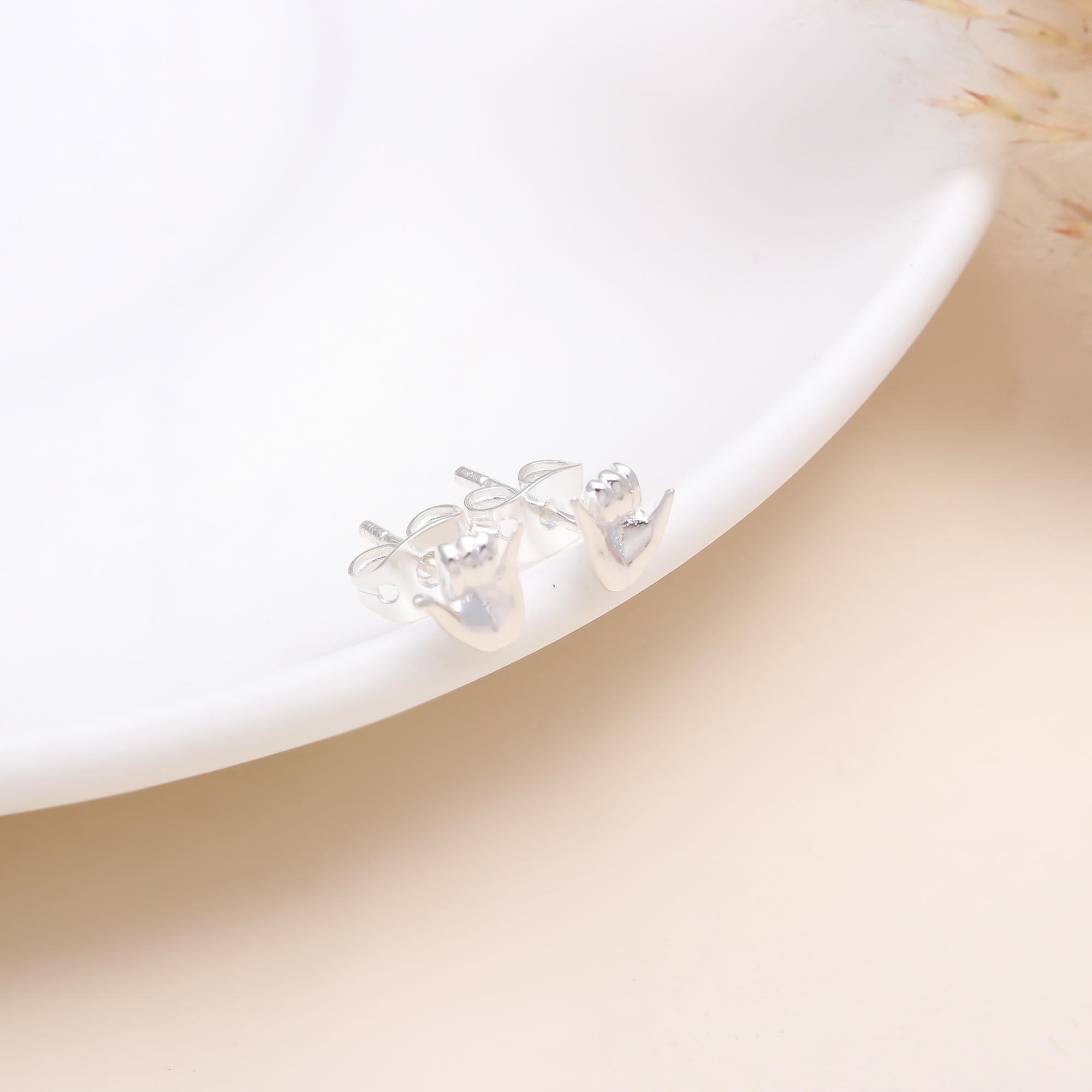 925 Sterling Silver Shaka Hand Stud Earrings