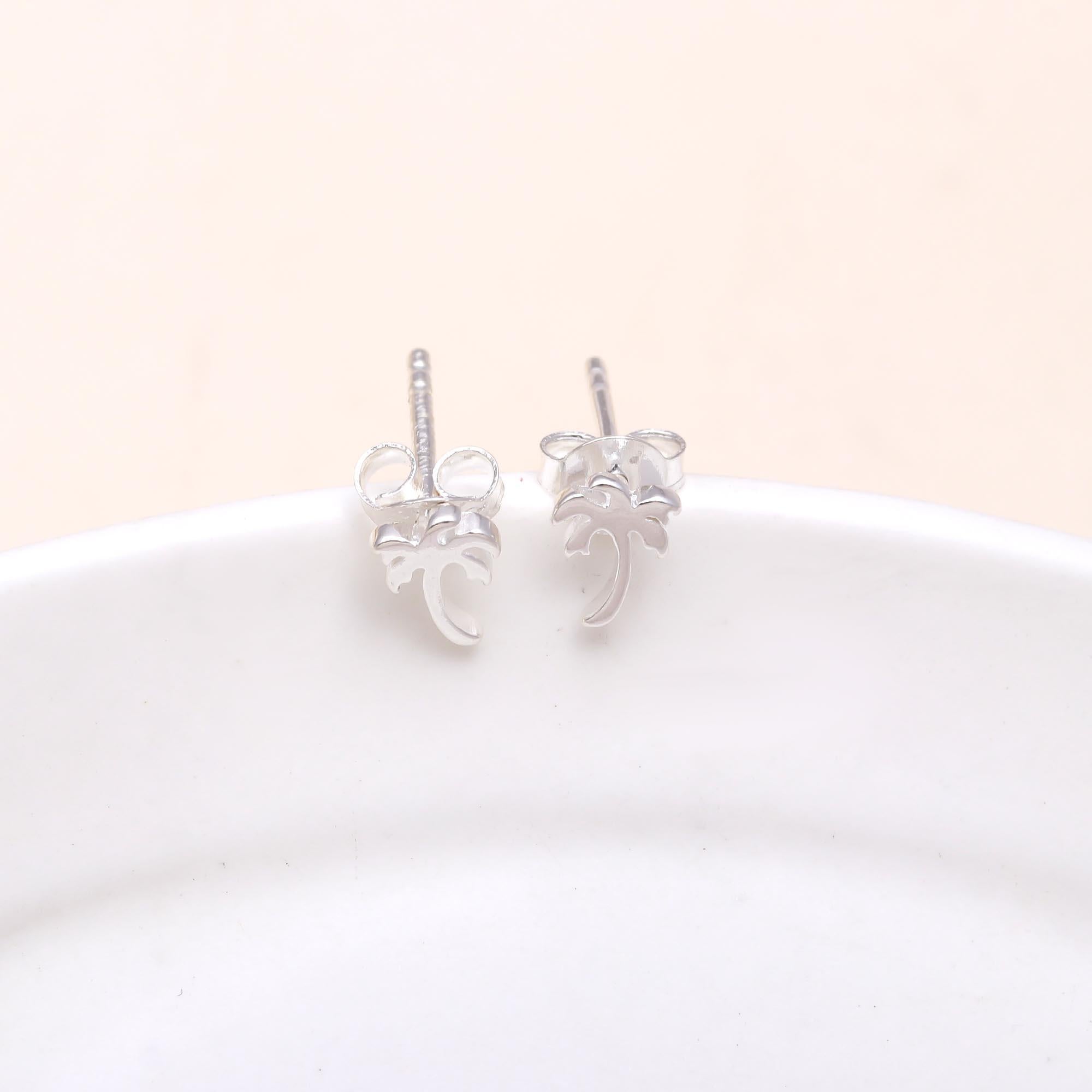 925 Sterling Silver Palm Tree Stud Earrings