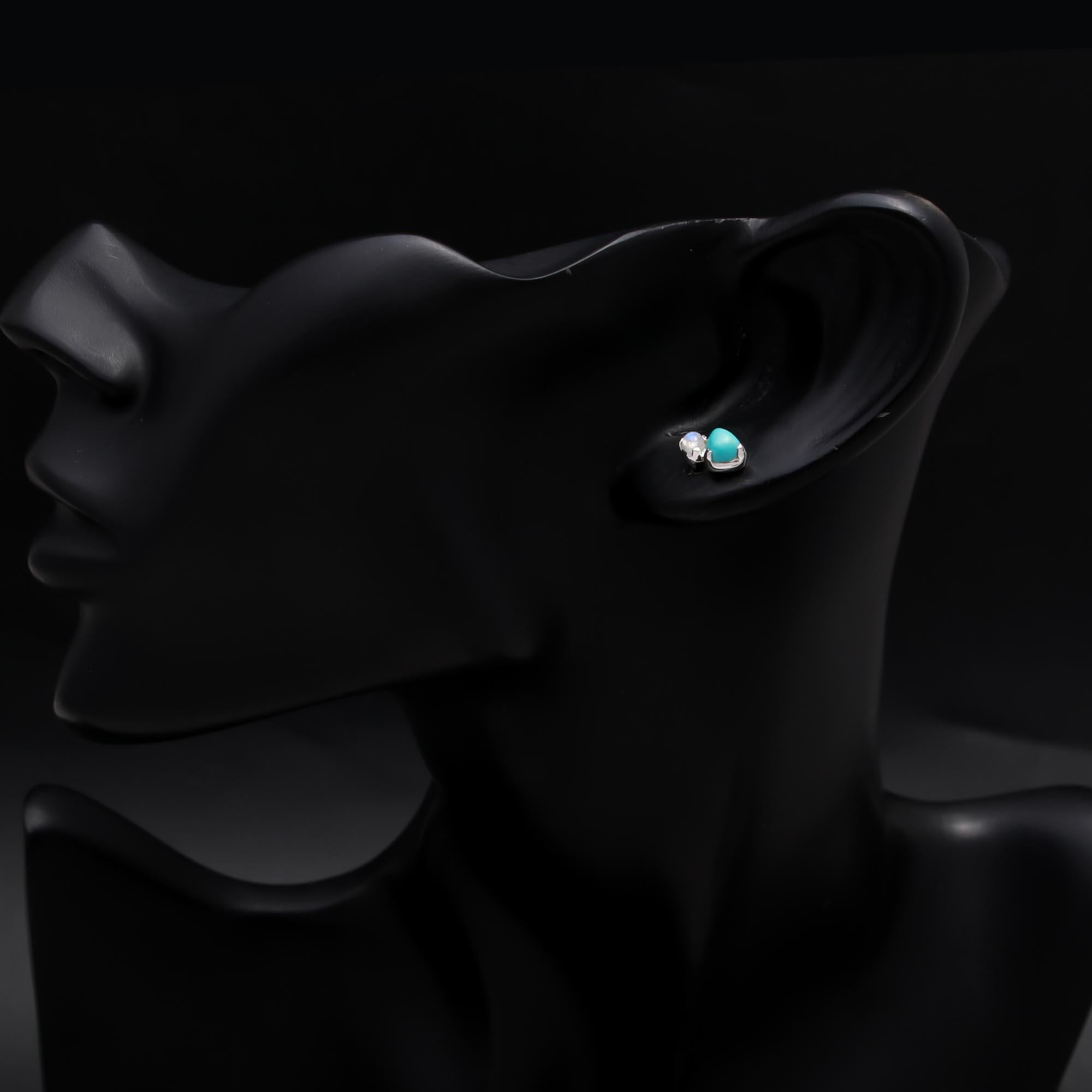 The Turquoise & Moon: Double Stone Petite Studs