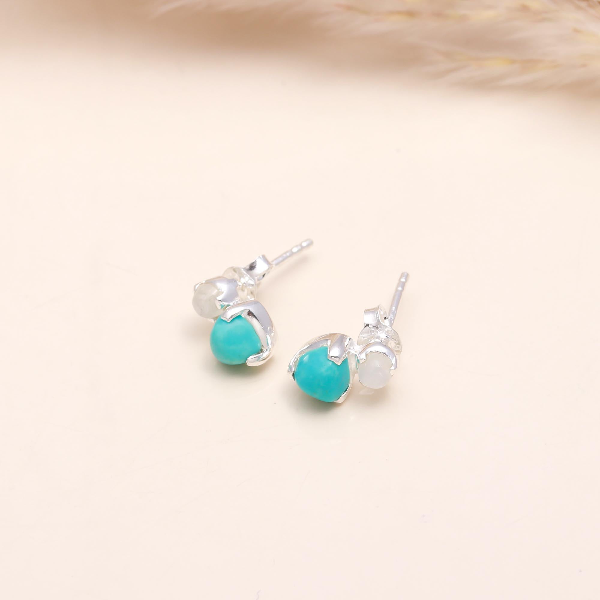 The Turquoise & Moon: Double Stone Petite Studs