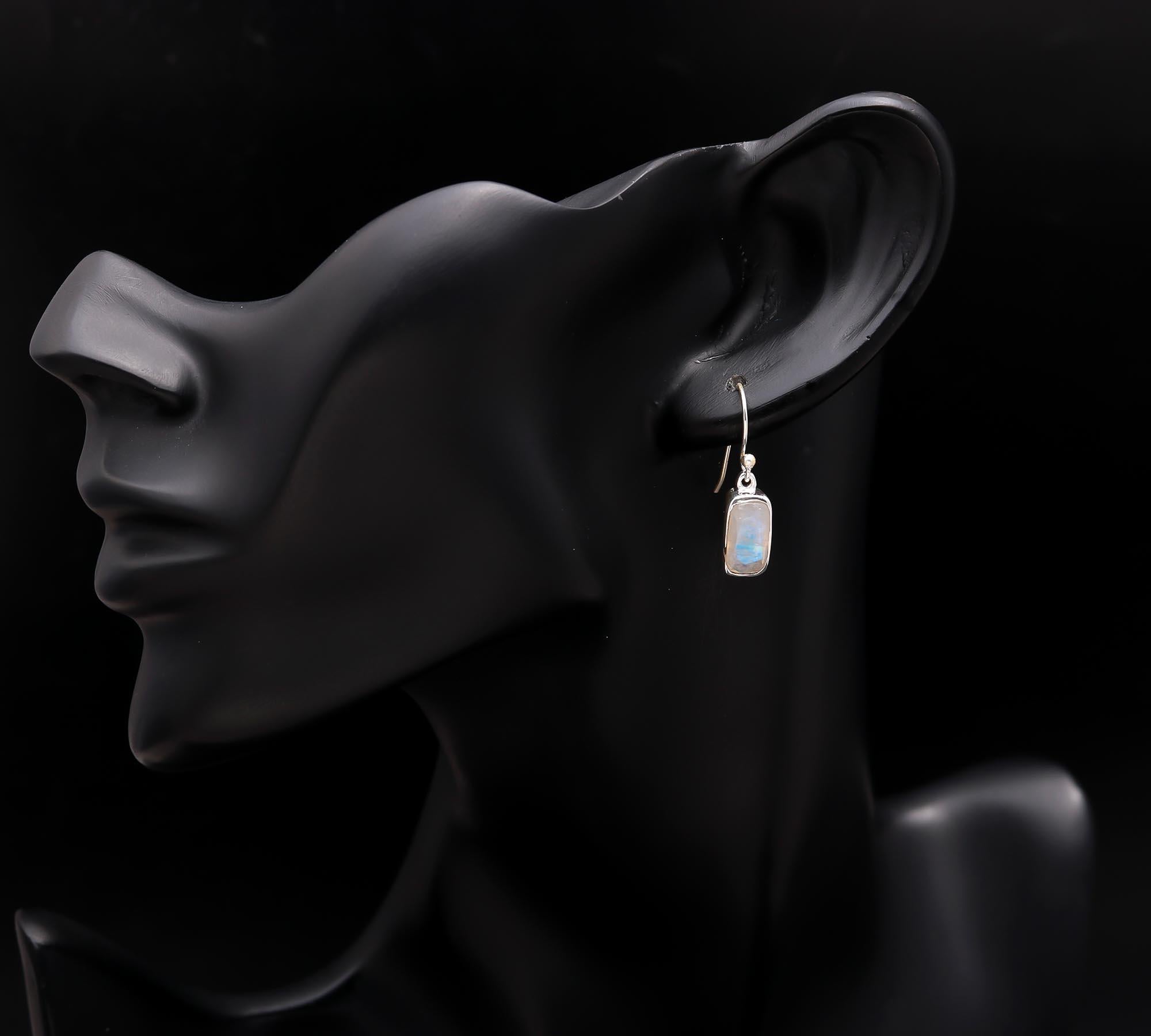 925 Silver Moonstone Dangle Earrings