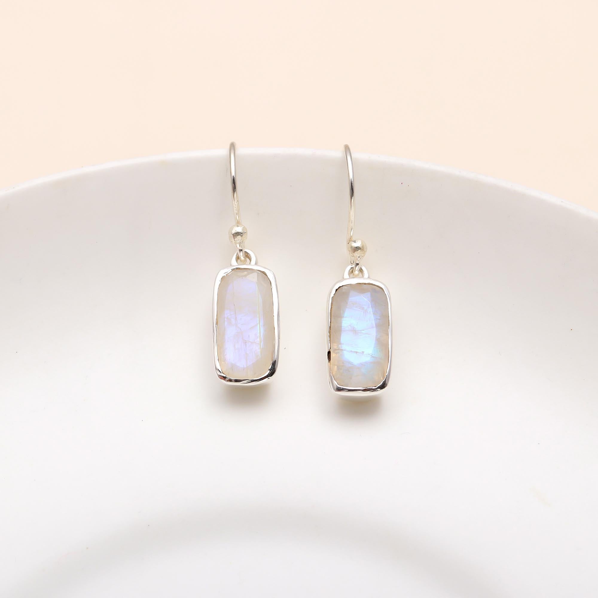 925 Silver Moonstone Dangle Earrings