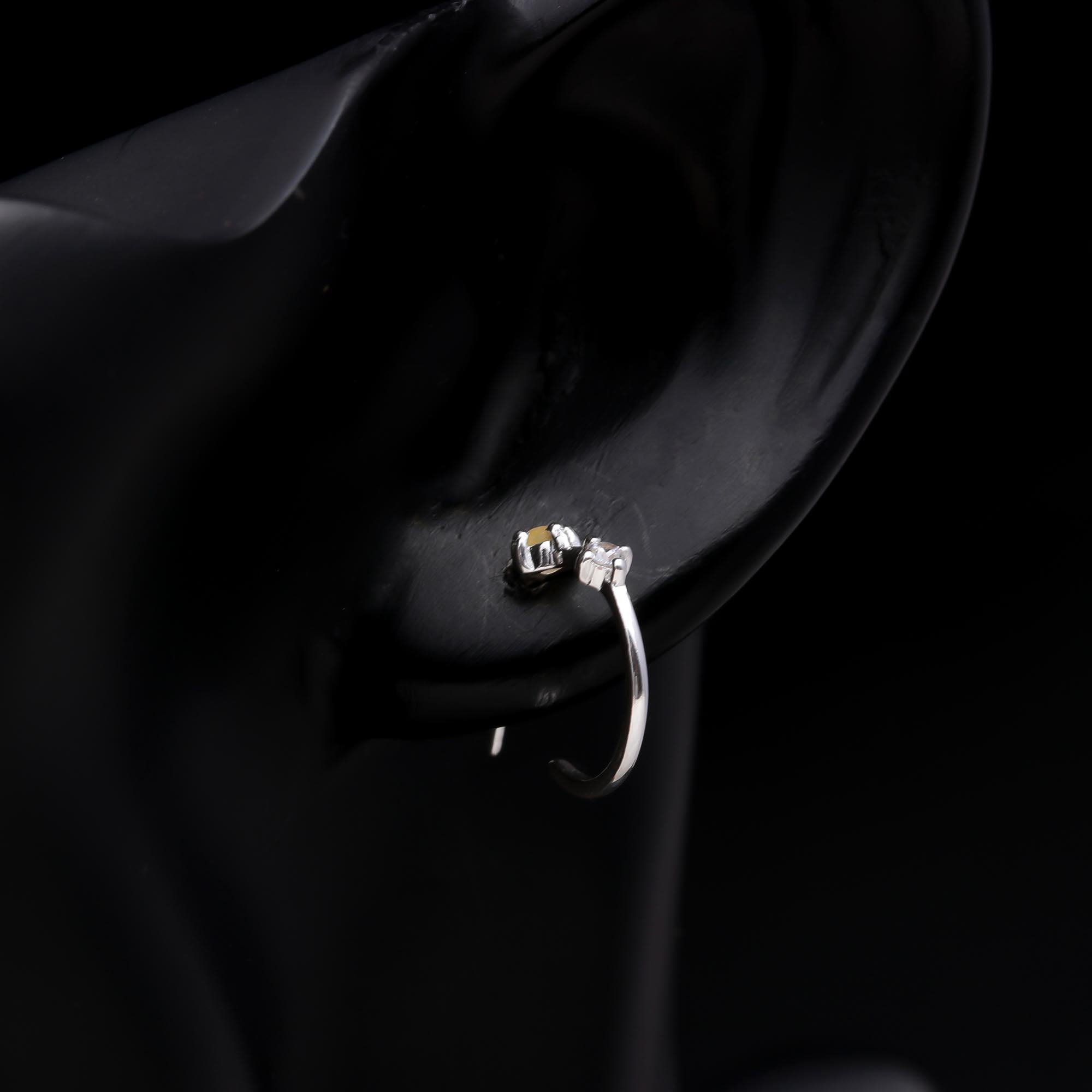 925 Sterling Silver Yellow & White Gemstone Stud Hoop Earrings