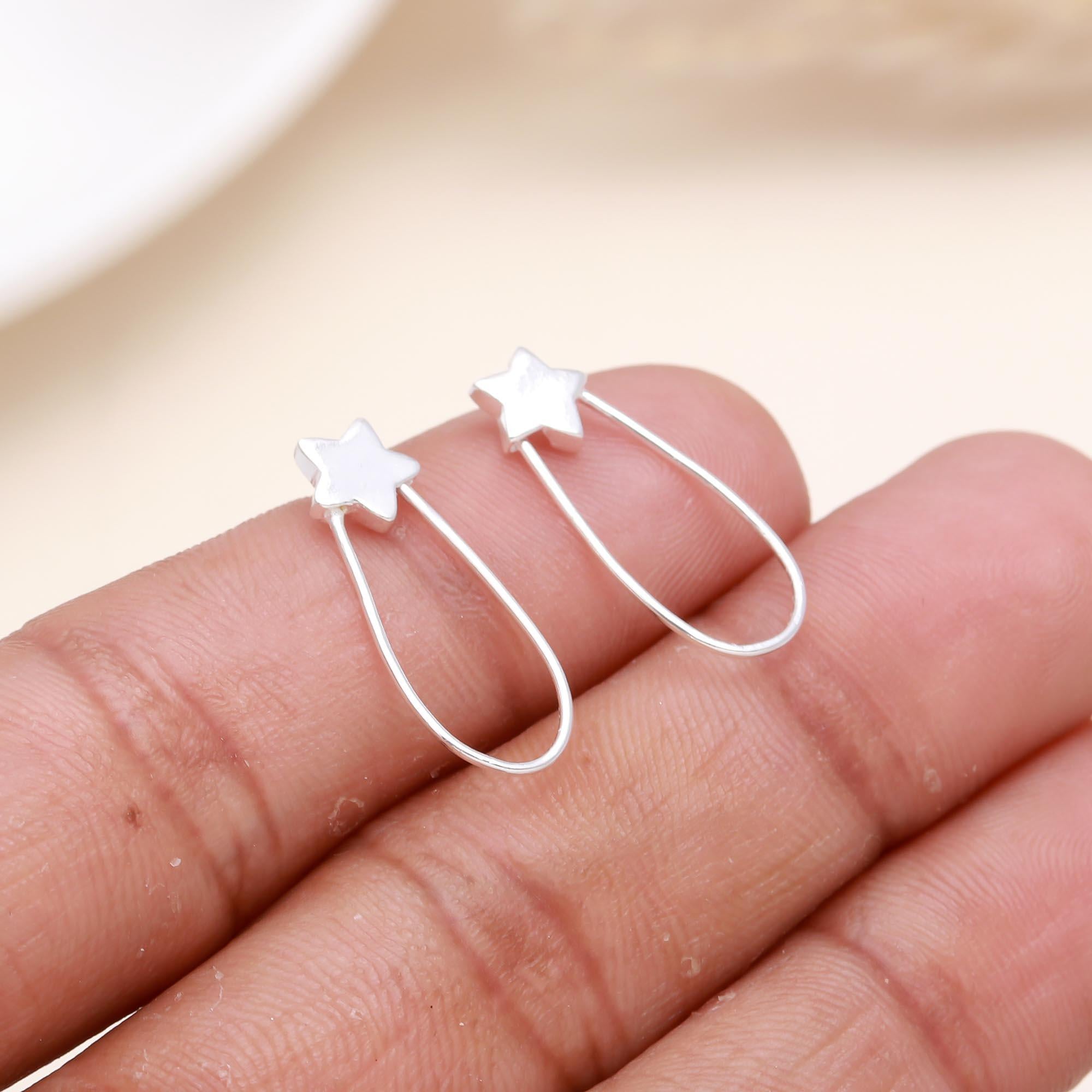 925 Sterling Silver Star Drop Earrings