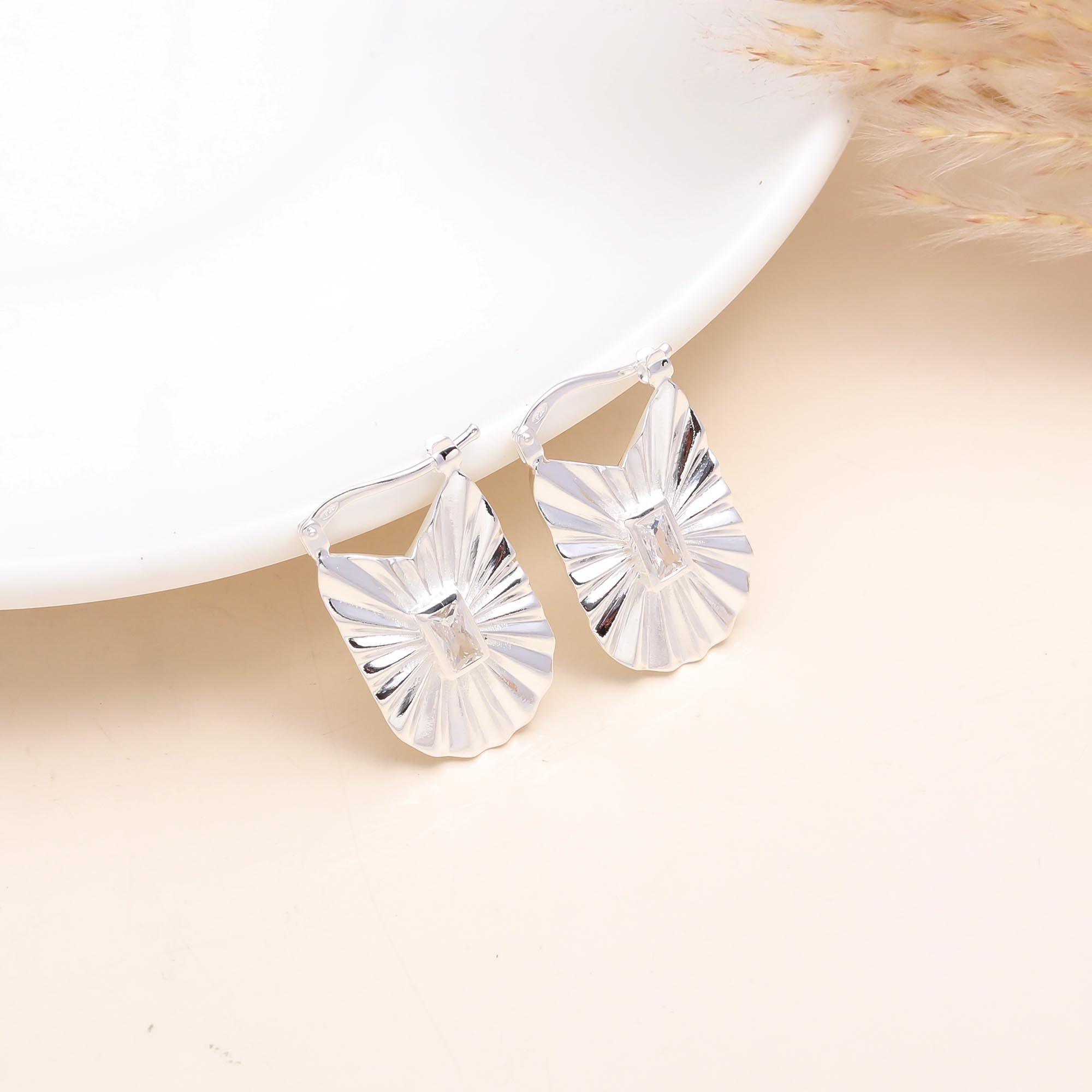 925 Sterling Silver Vintage Textured Statement Earrings