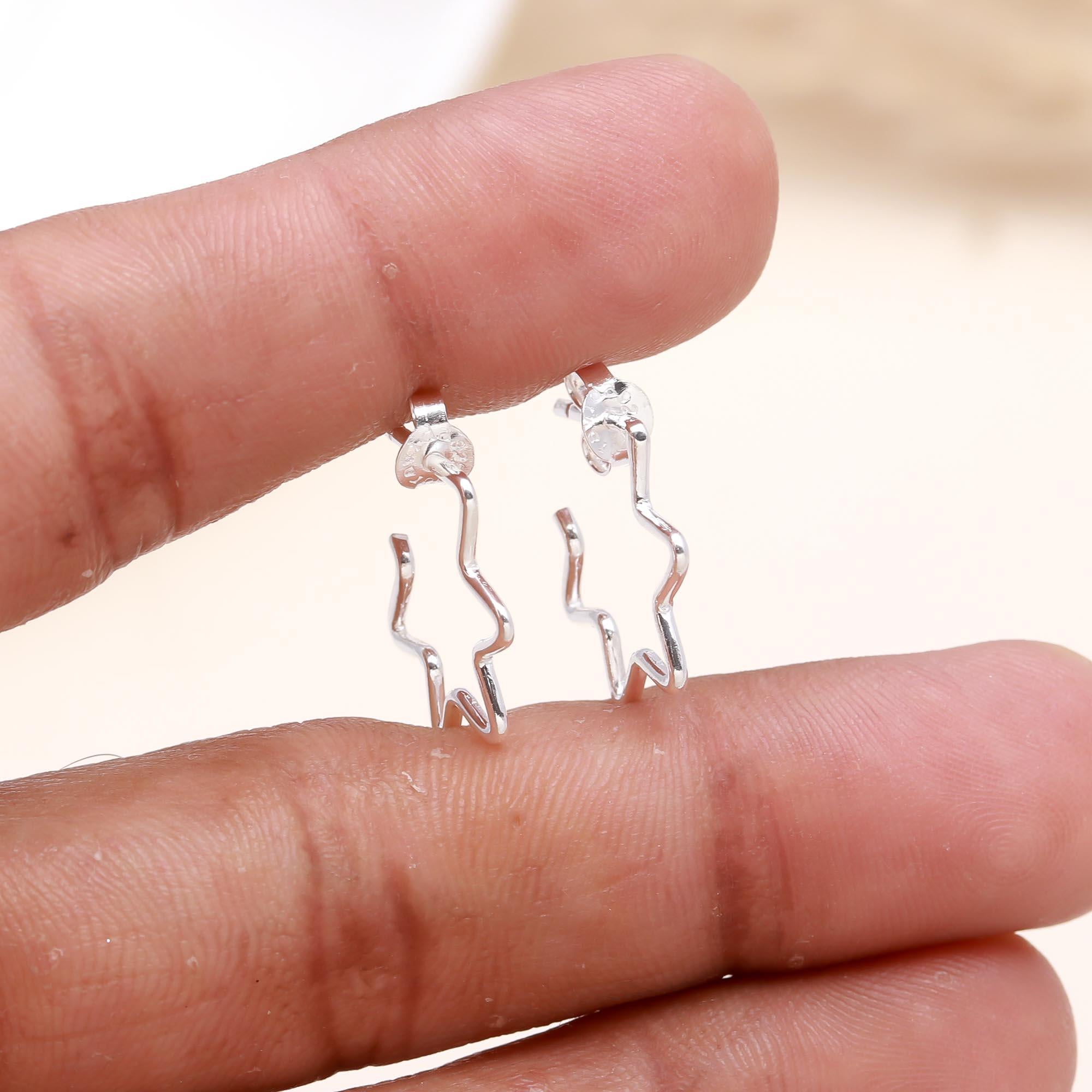 925 Sterling Silver Starburst Outline Stud Earrings