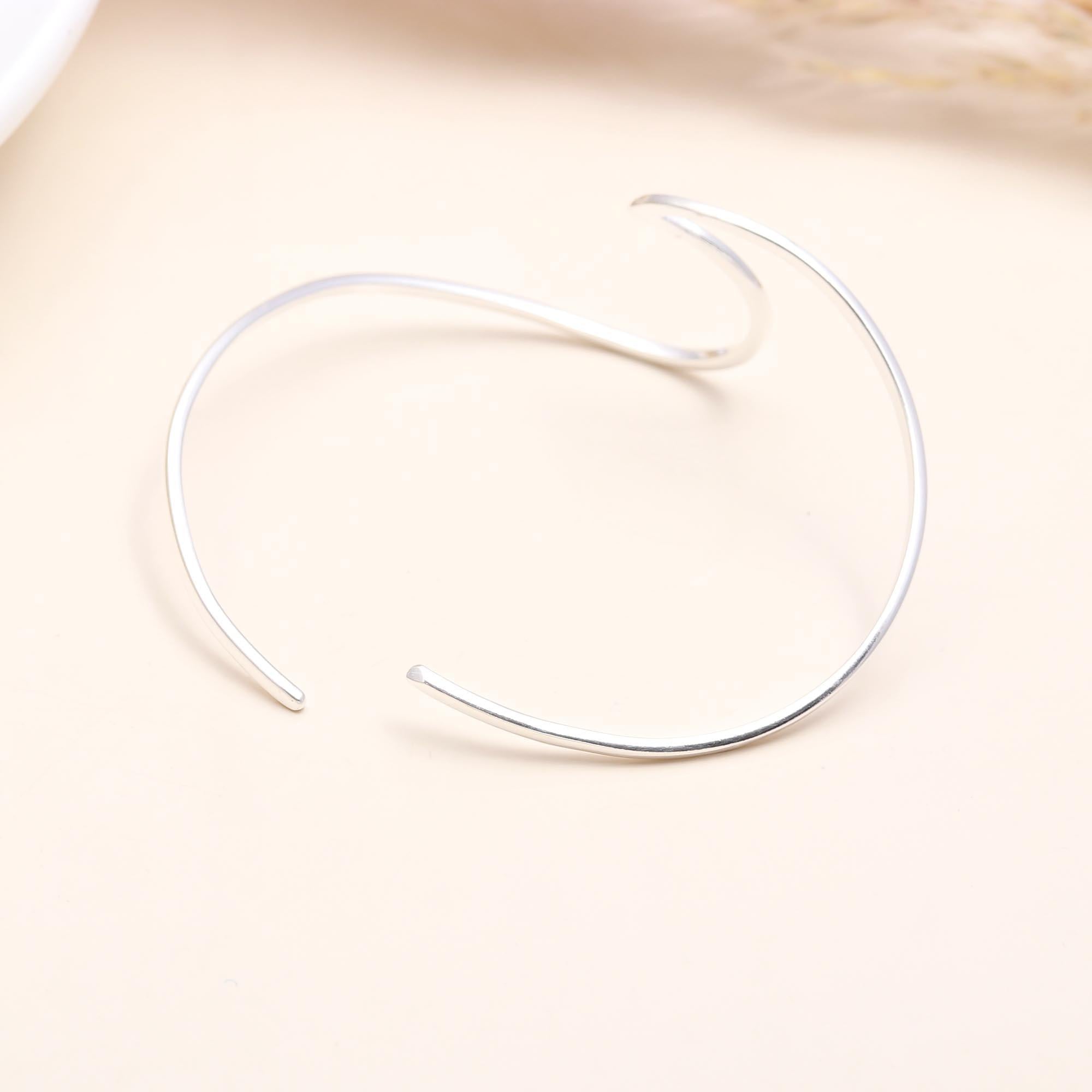 925 Sterling Silver Abstract Wave Cuff Bracelet