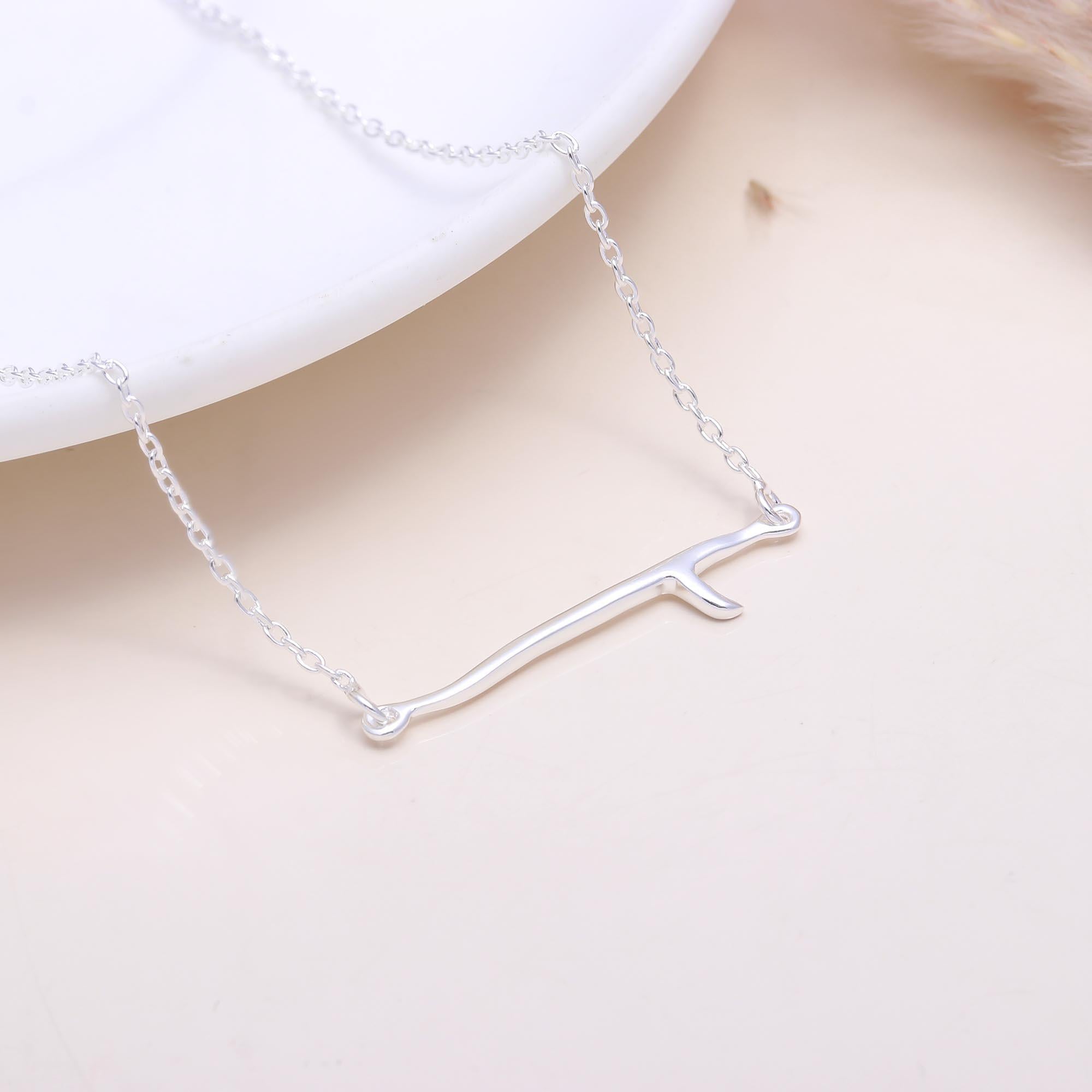 925 Sterling Silver Abstract Line Pendant Necklace