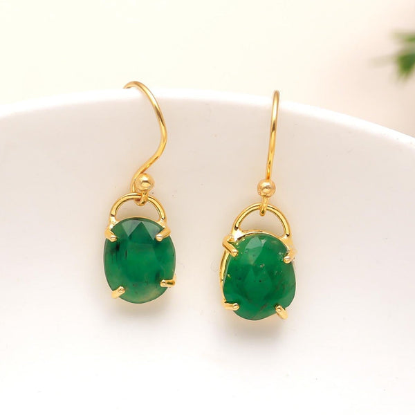 The Verdant Drop Emerald Gold Drop Earrings