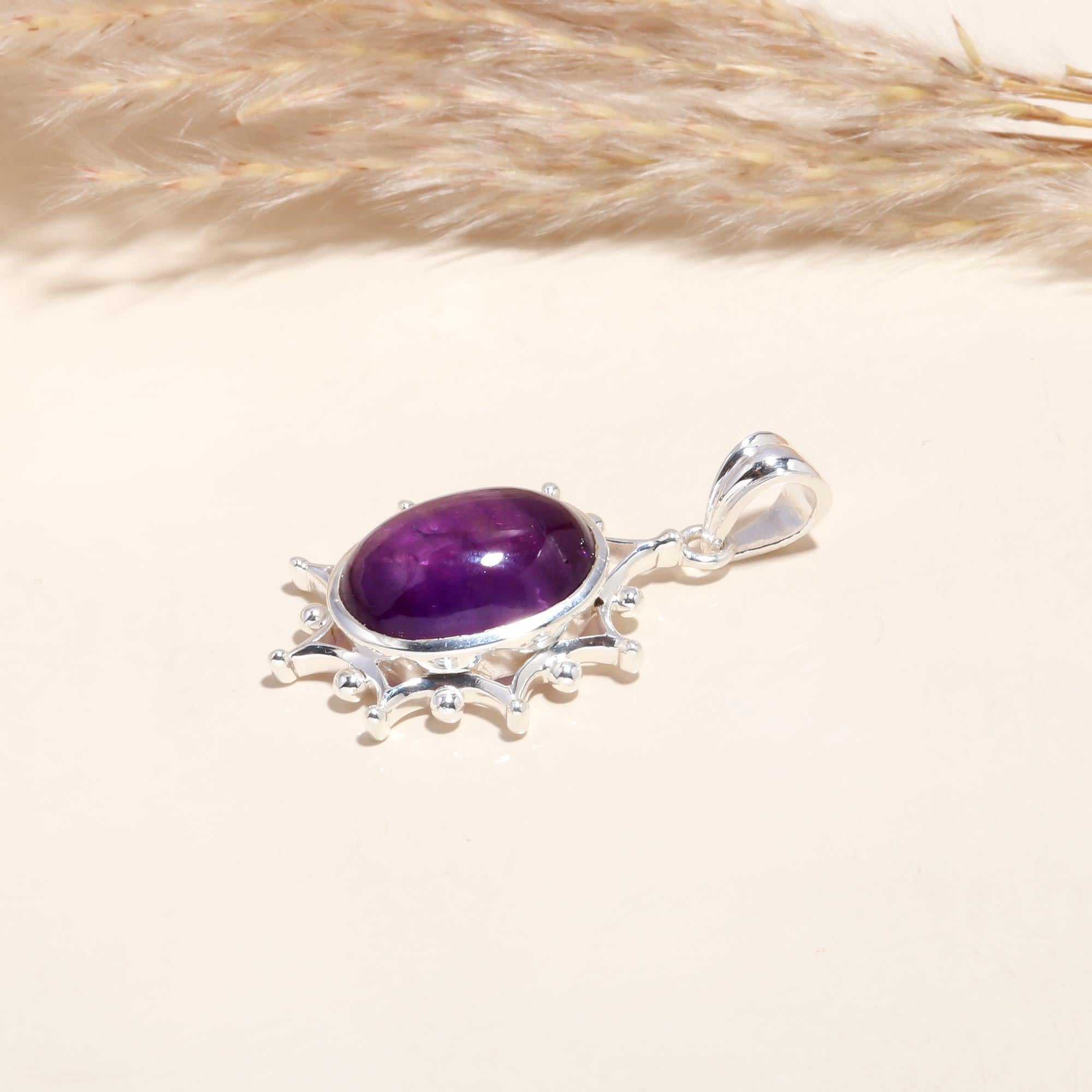 925 Sterling Silver Amethyst Gemstone Pendant