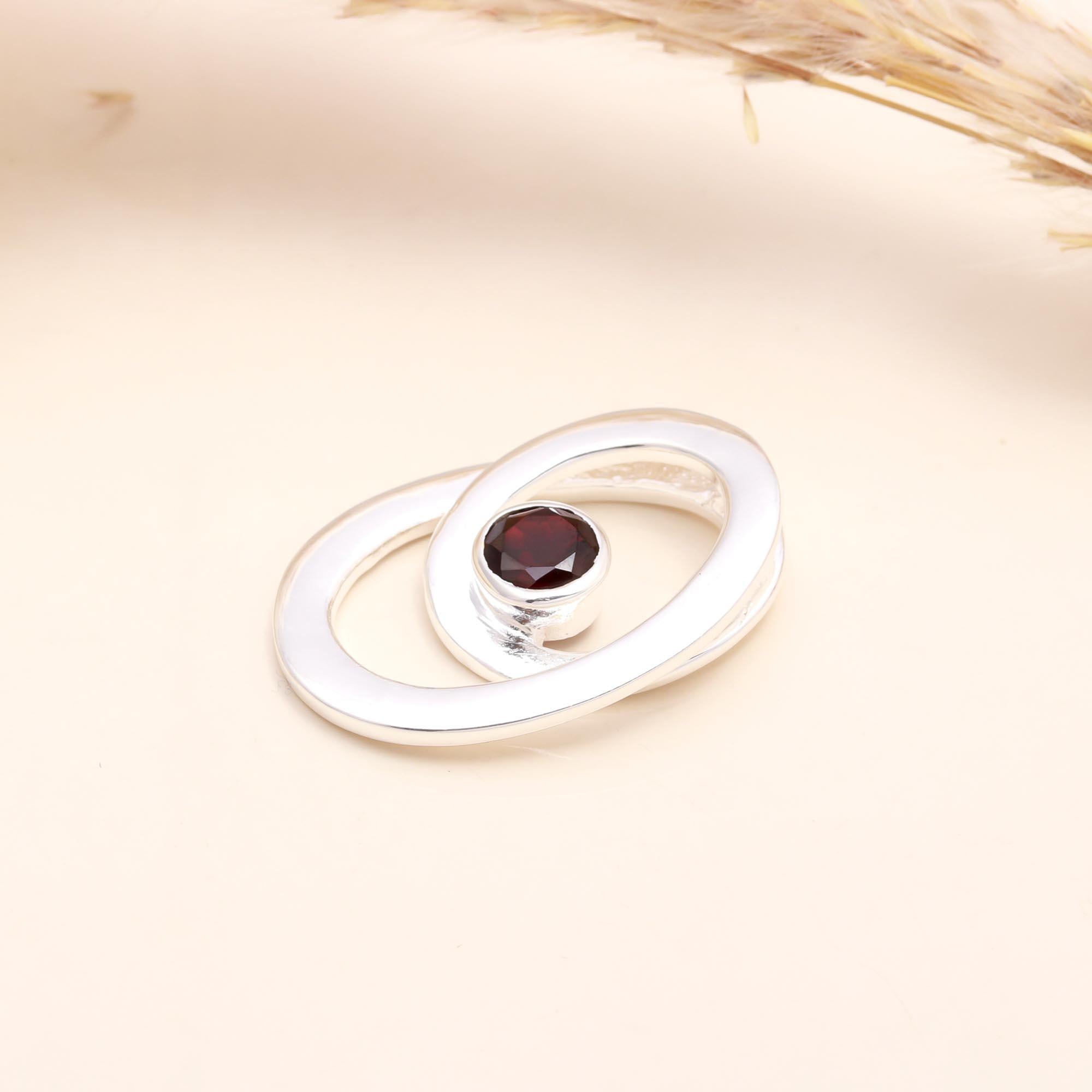 925 Sterling Silver Modern Garnet Spiral Pendant