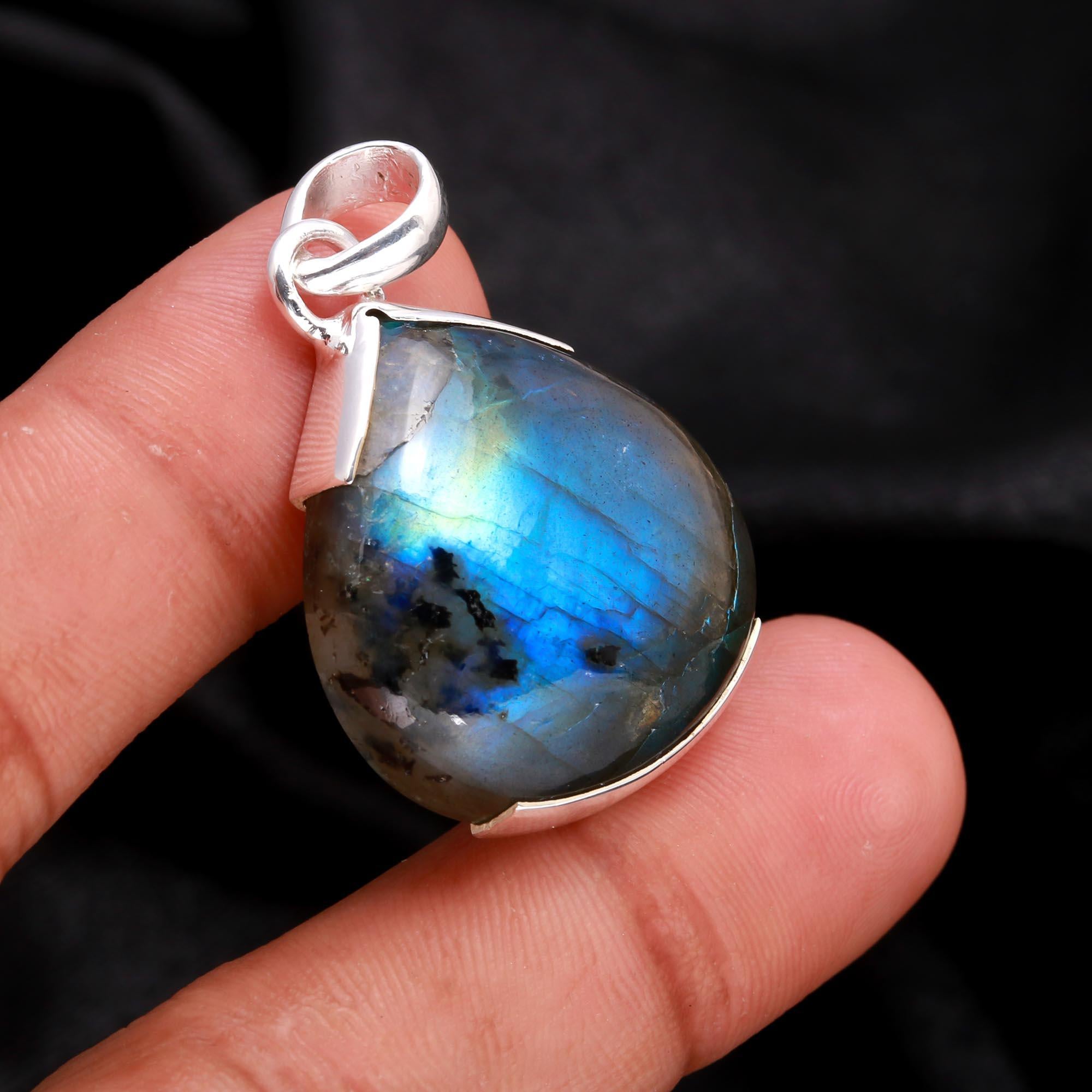 925 Sterling Silver Natural Labradorite Pendant