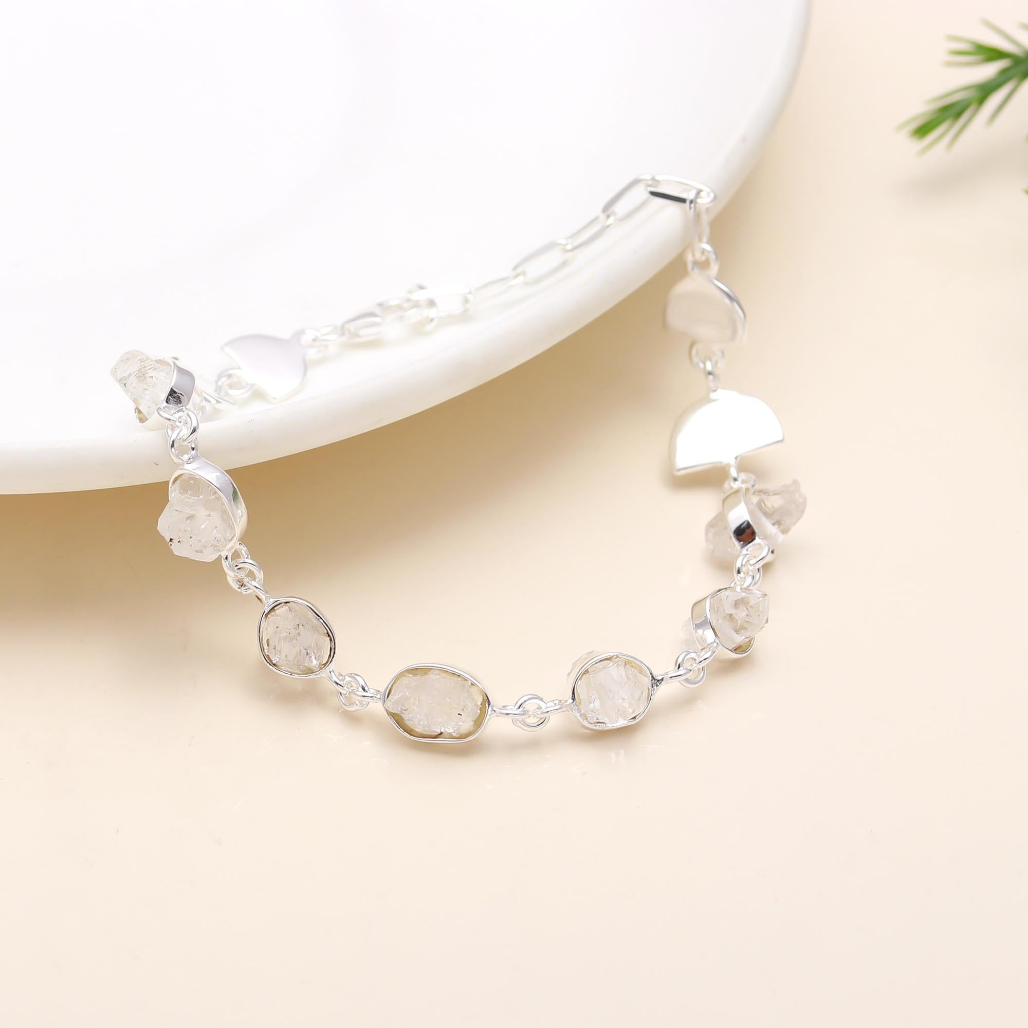 925 Silver Raw Herkimer Diamond Bracelet