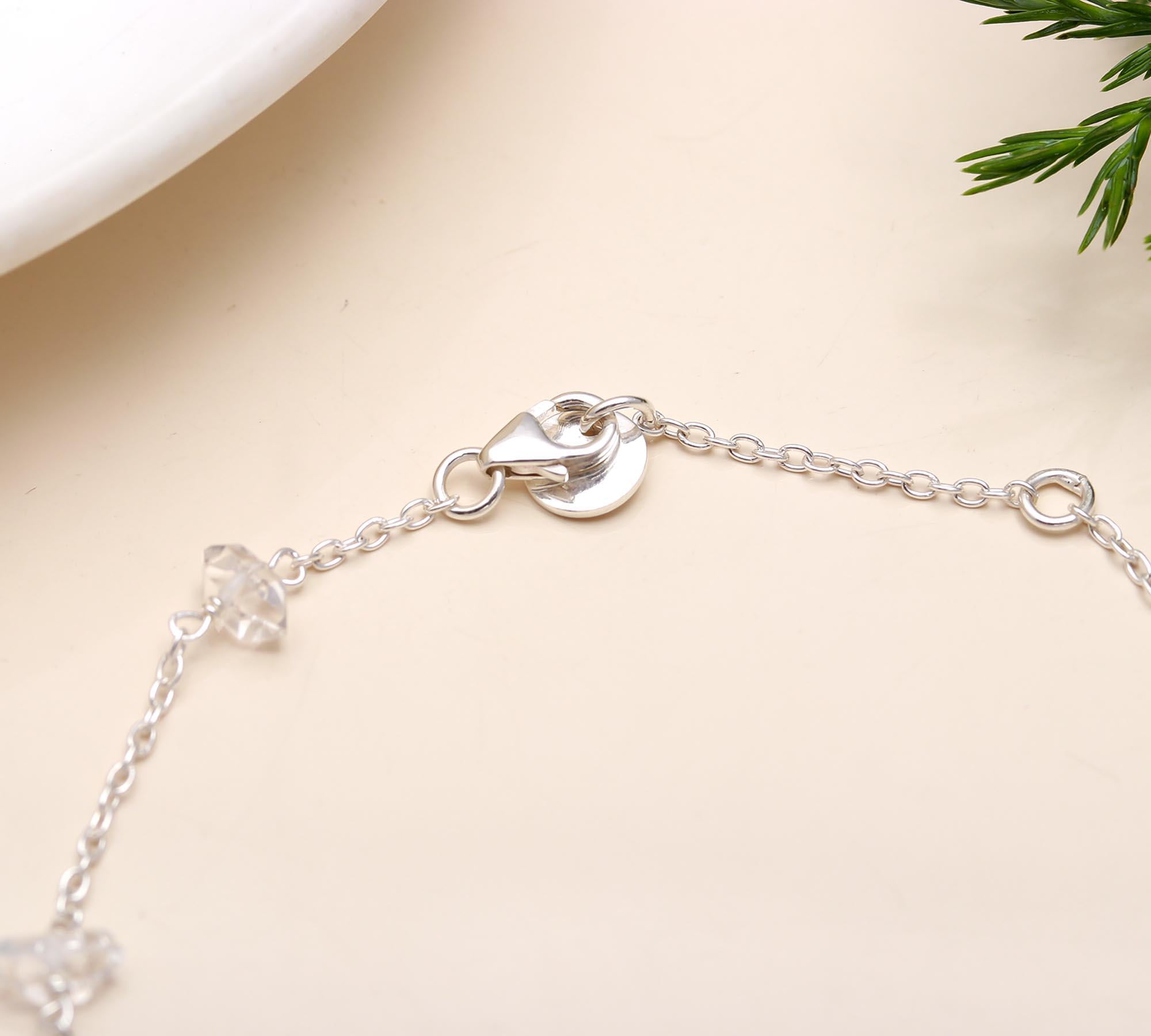 925 Silver Crystal Quartz Chain Bracelet