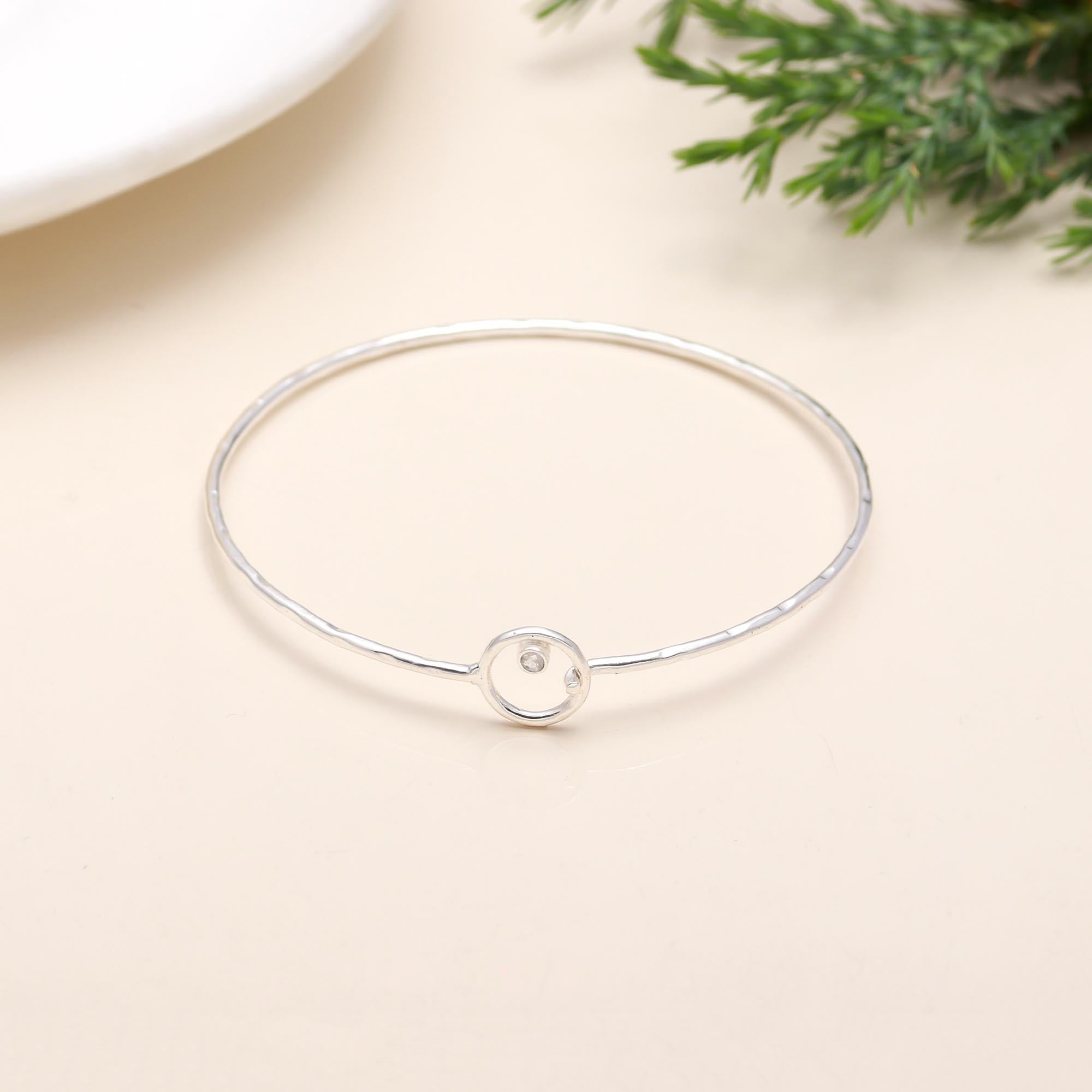 925 Silver Open Circle Bangle Bracelet