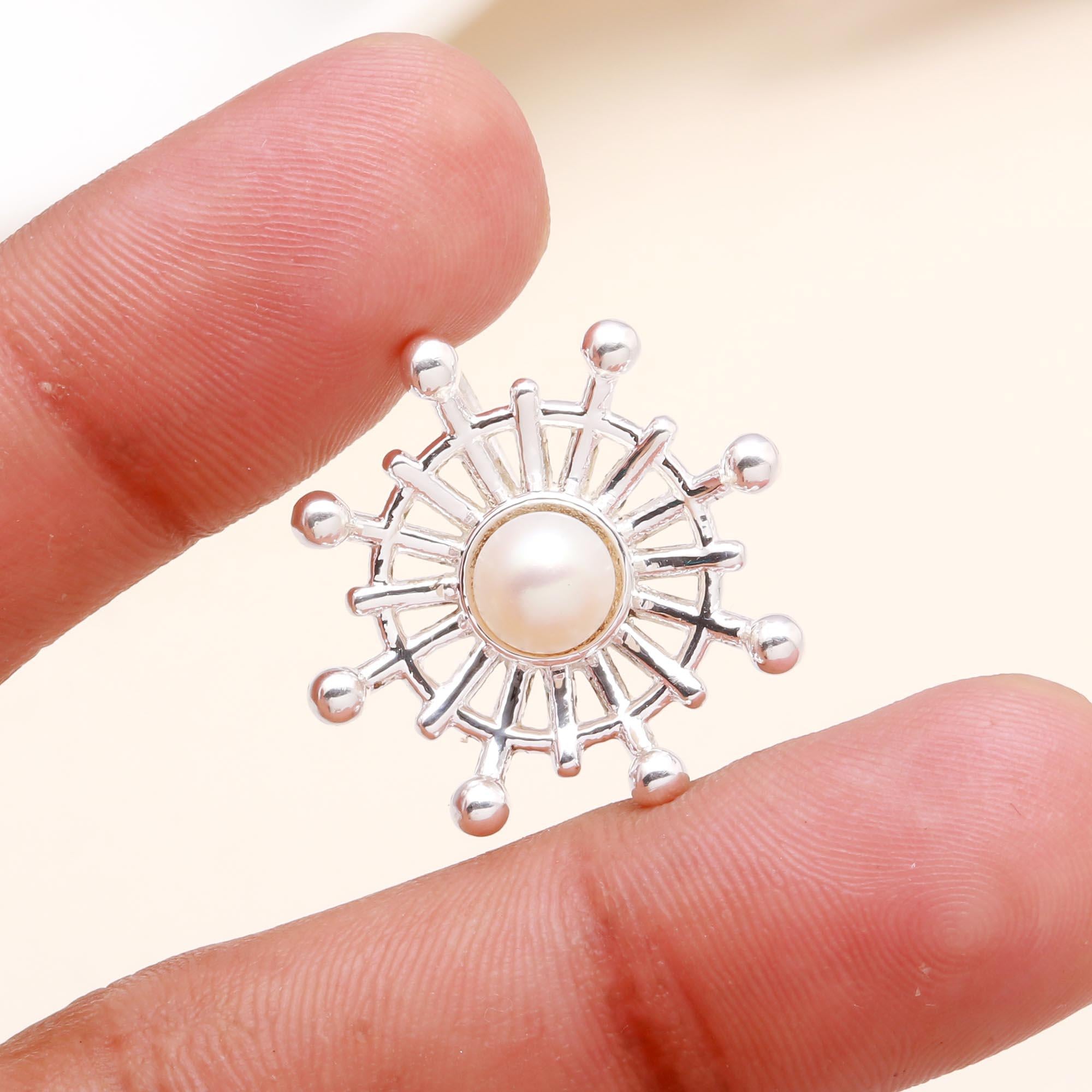 925 Sterling Silver Sunburst Pearl Pendant