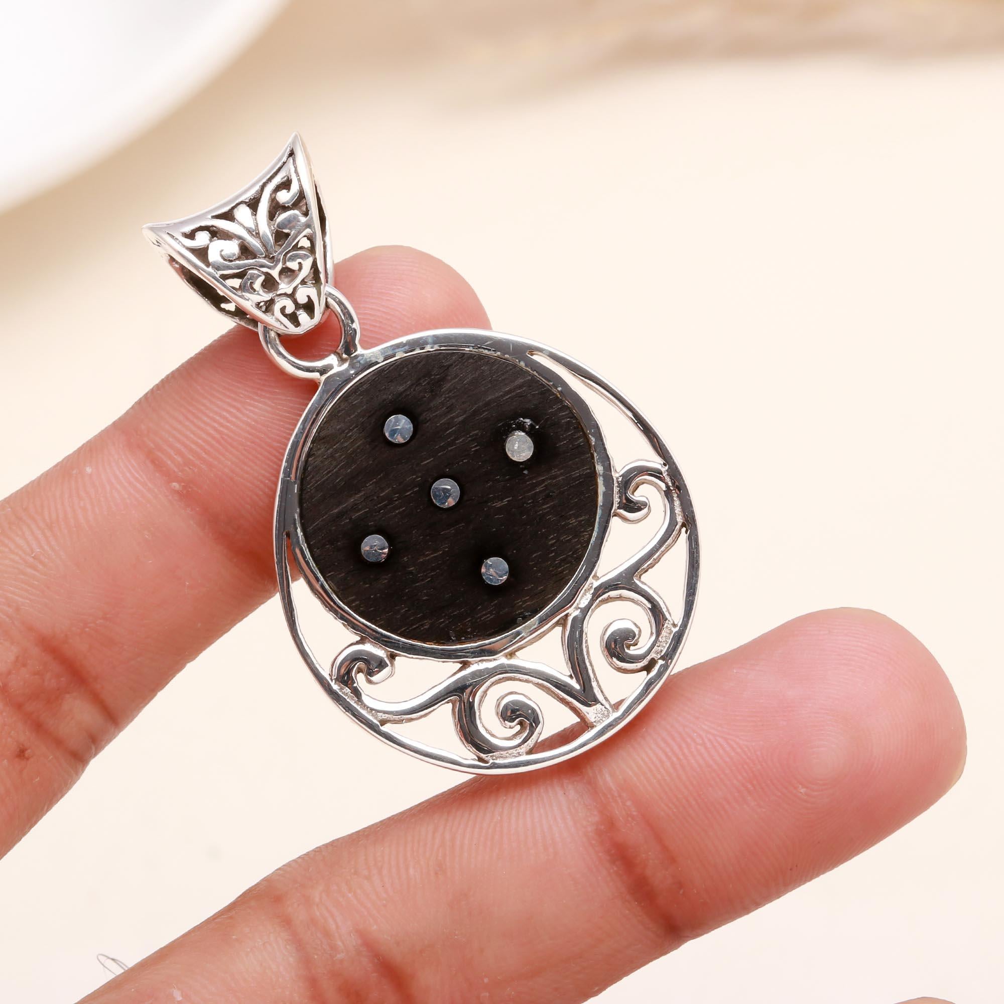 925 Sterling Silver & Wood Fusion Pendant