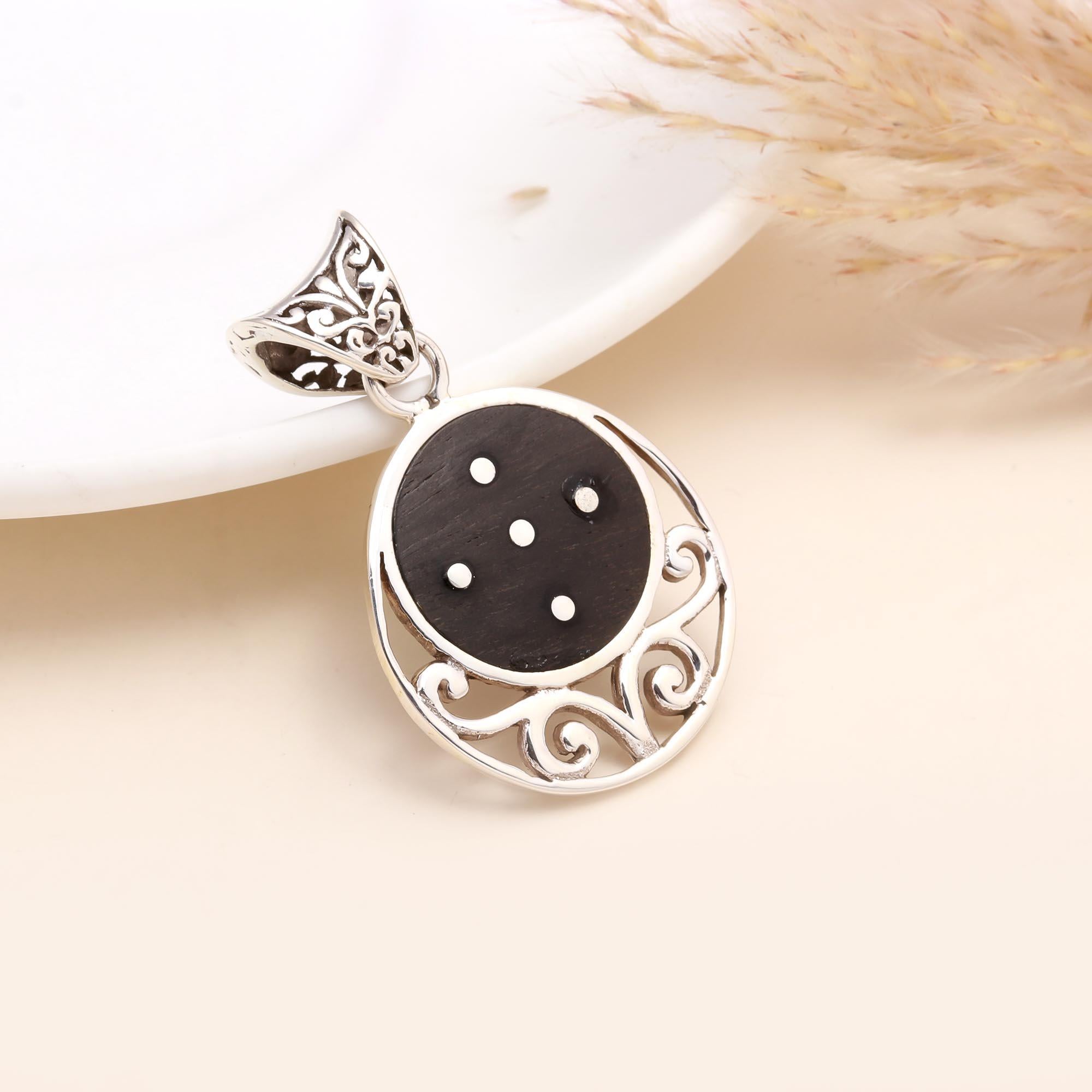 925 Sterling Silver & Wood Fusion Pendant