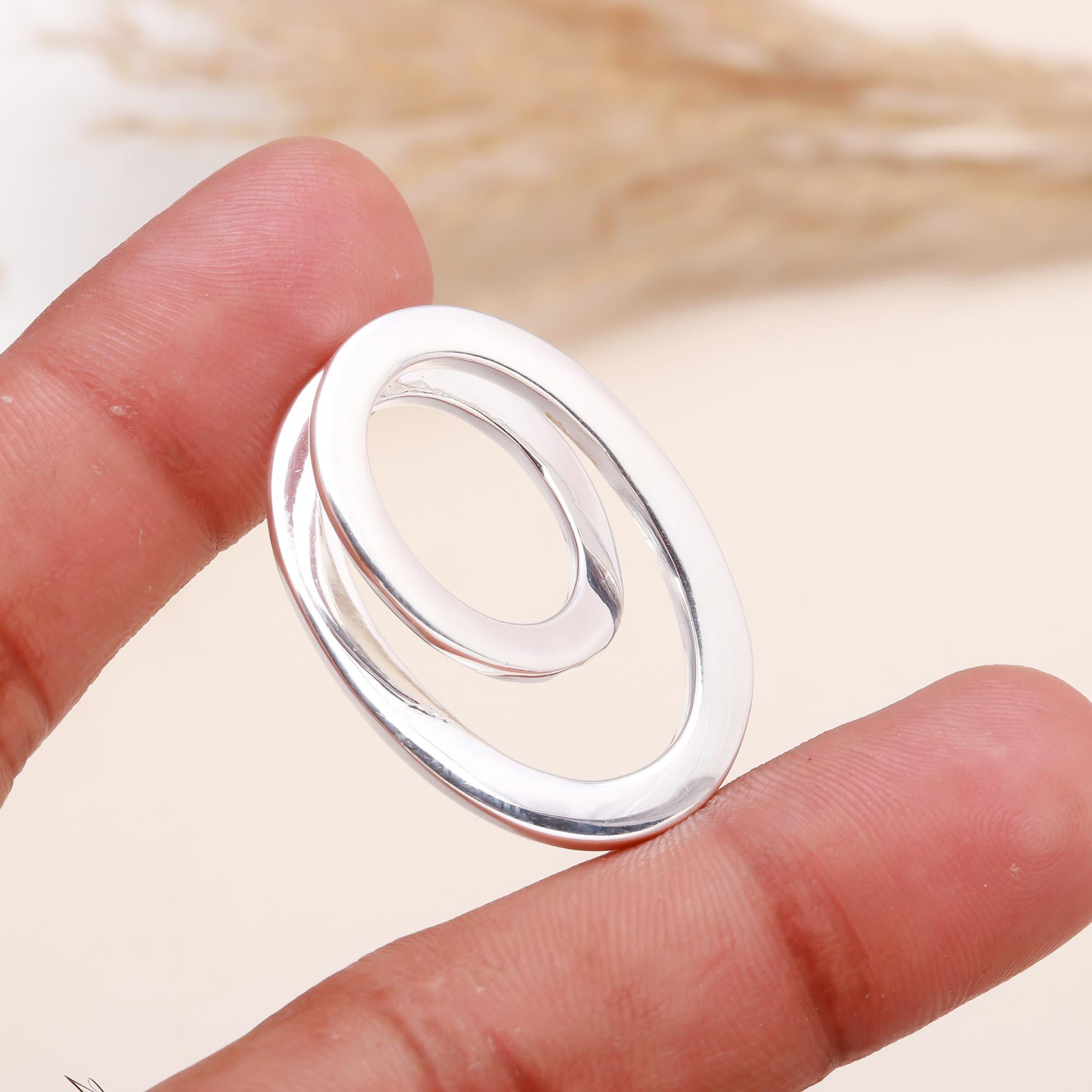 925 Sterling Silver Asymmetrical Double Loop Pendant