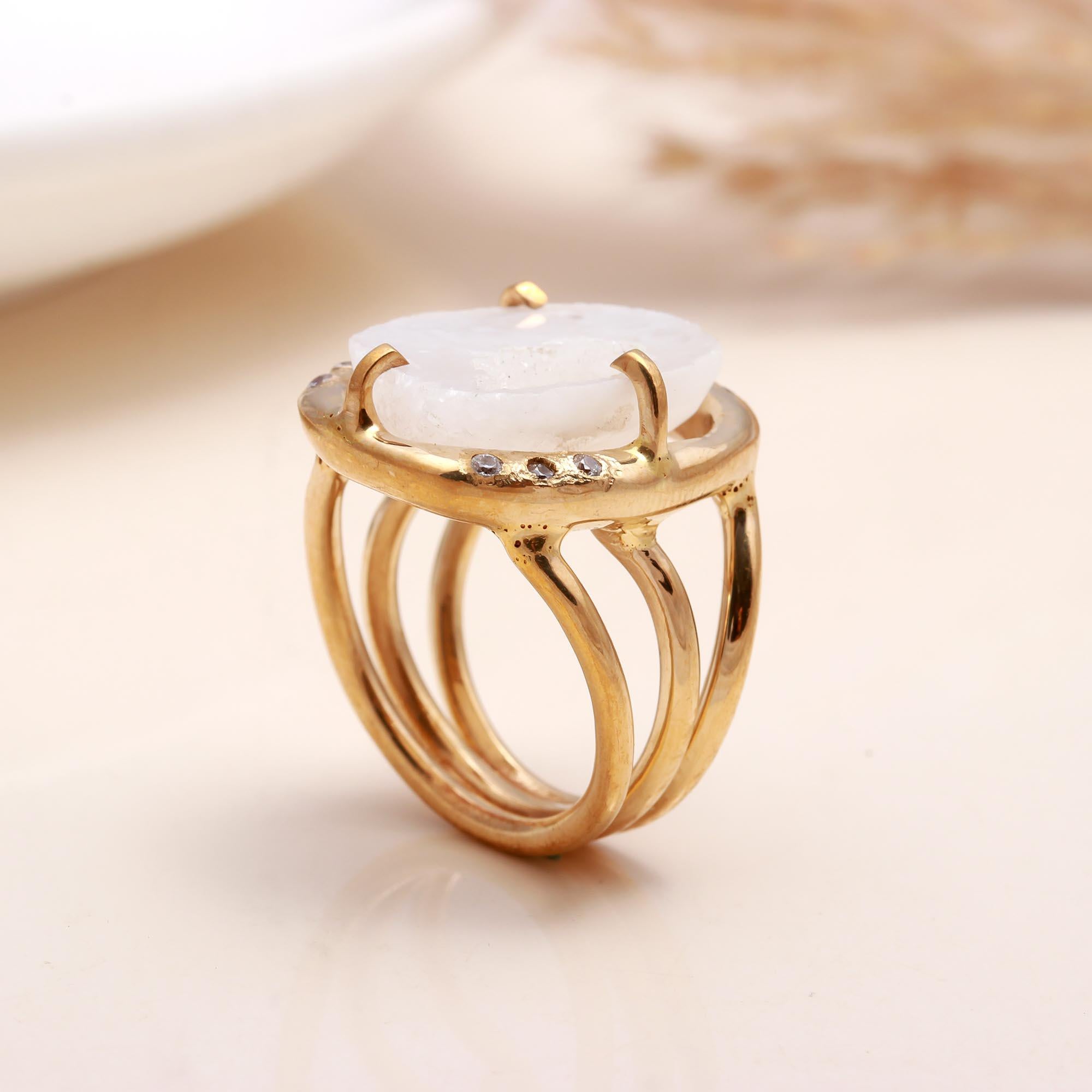 925 Sterling Silver White Druzy Ring