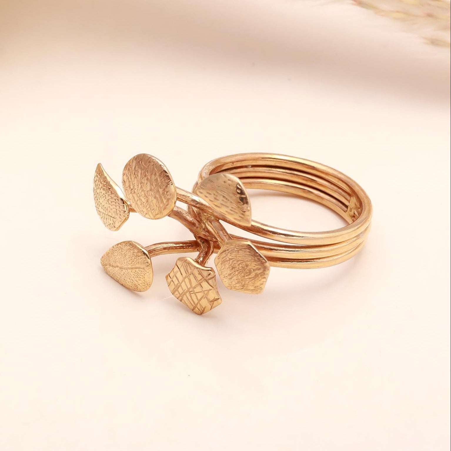 The Golden Gingko: Multi-Stem Leaf Ring