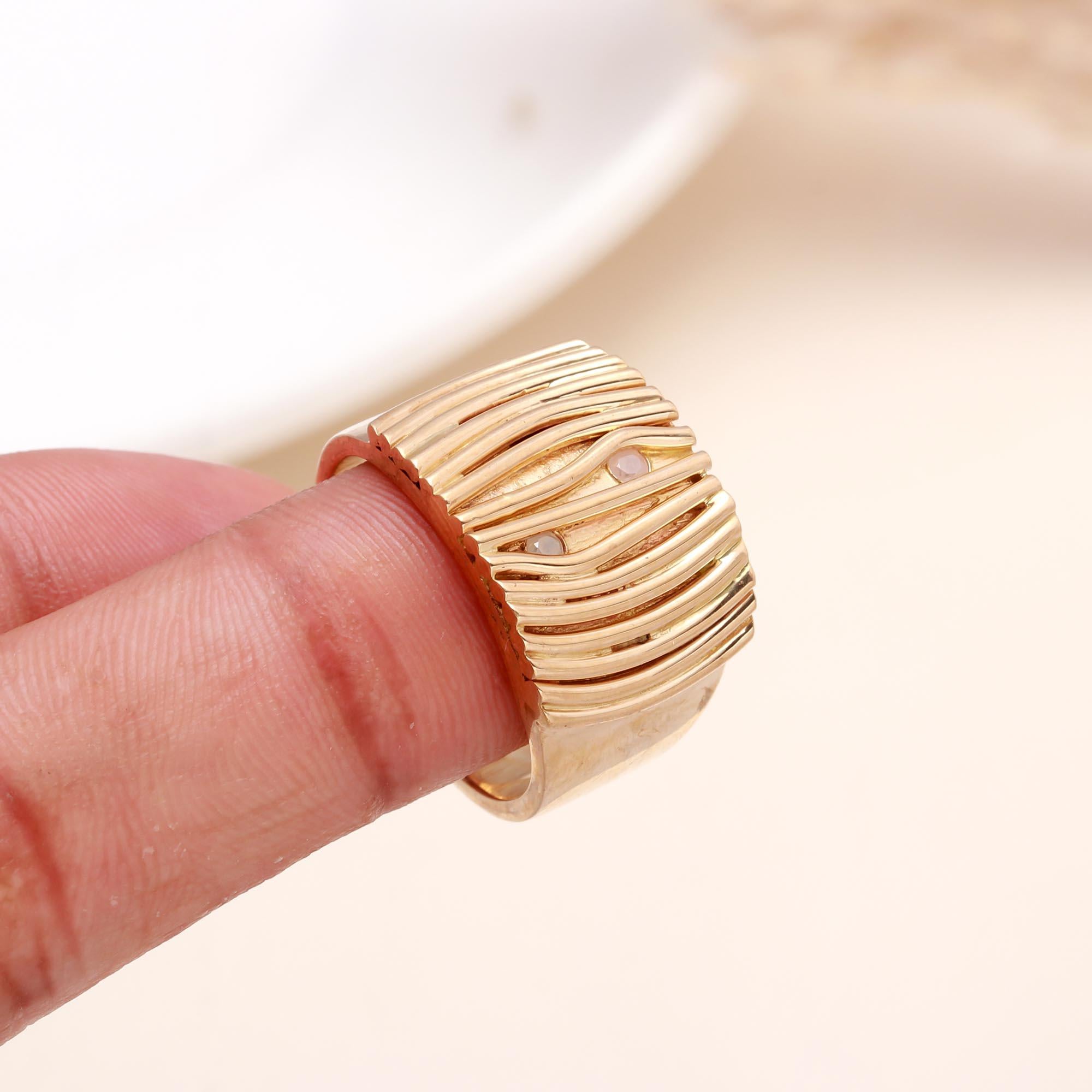 925 Sterling Silver Textured Wave Band Ring