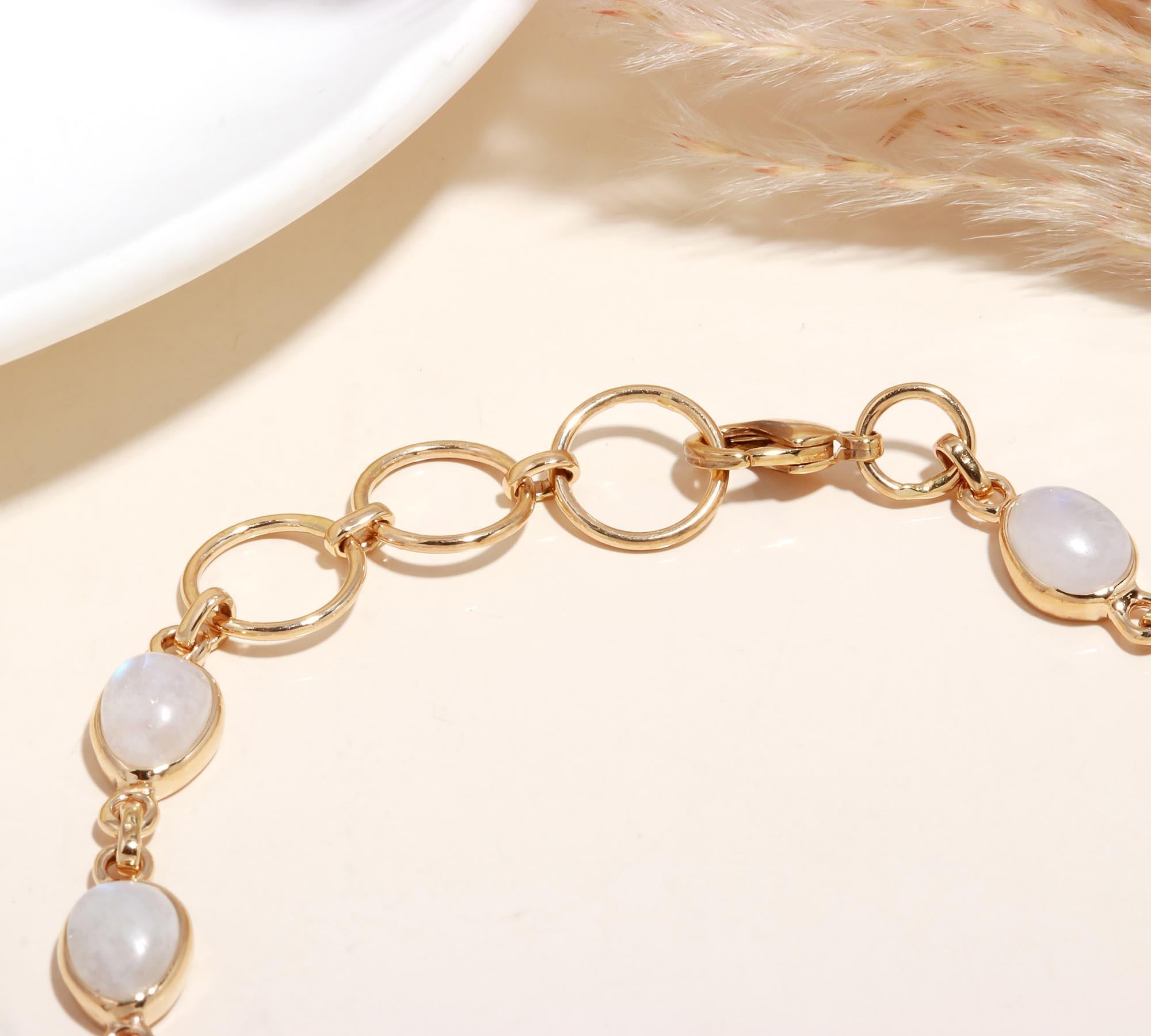 925 Sterling Silver Moonstone Chain Bracelet
