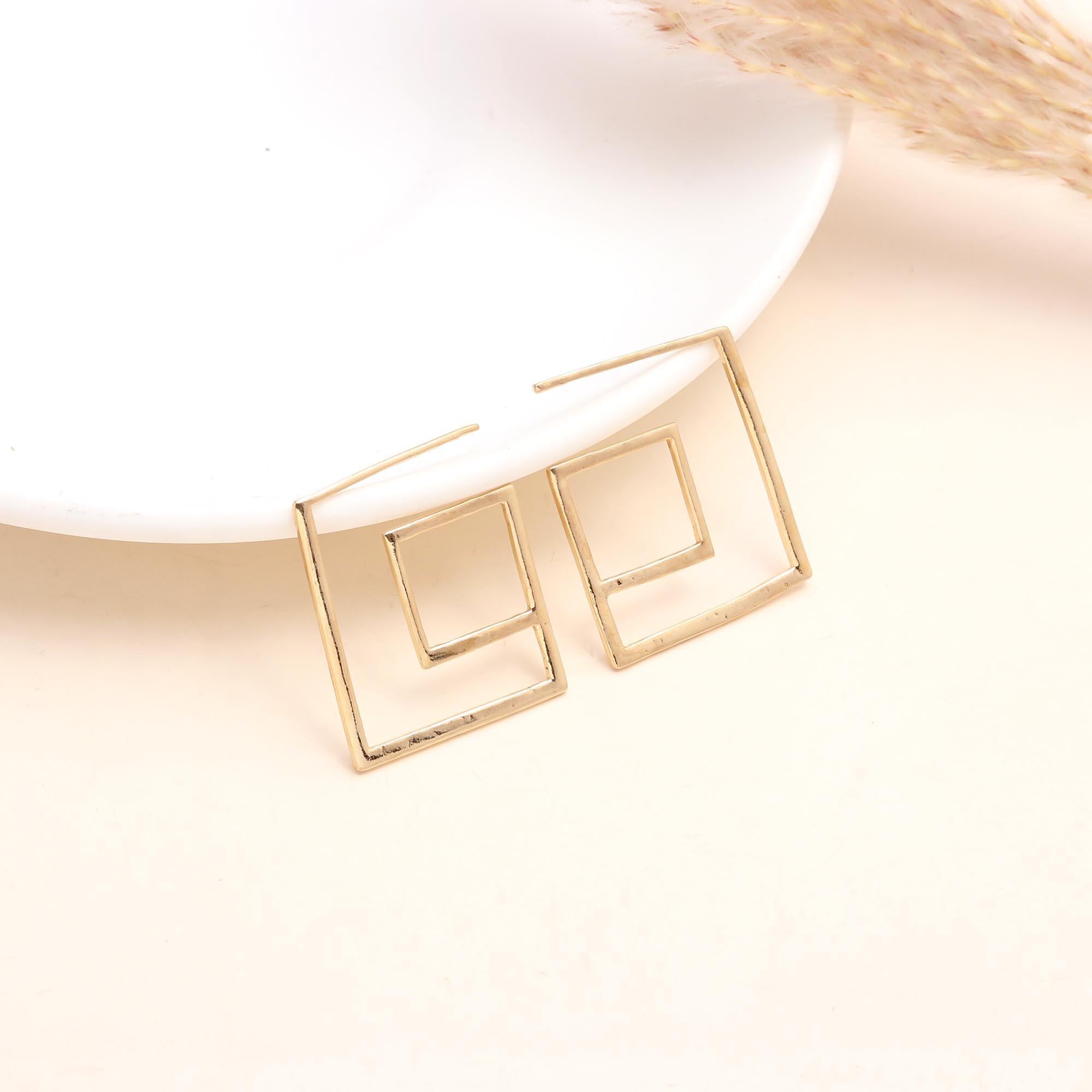 925 Sterling Silver Geometric Square Spiral Hoop Earrings
