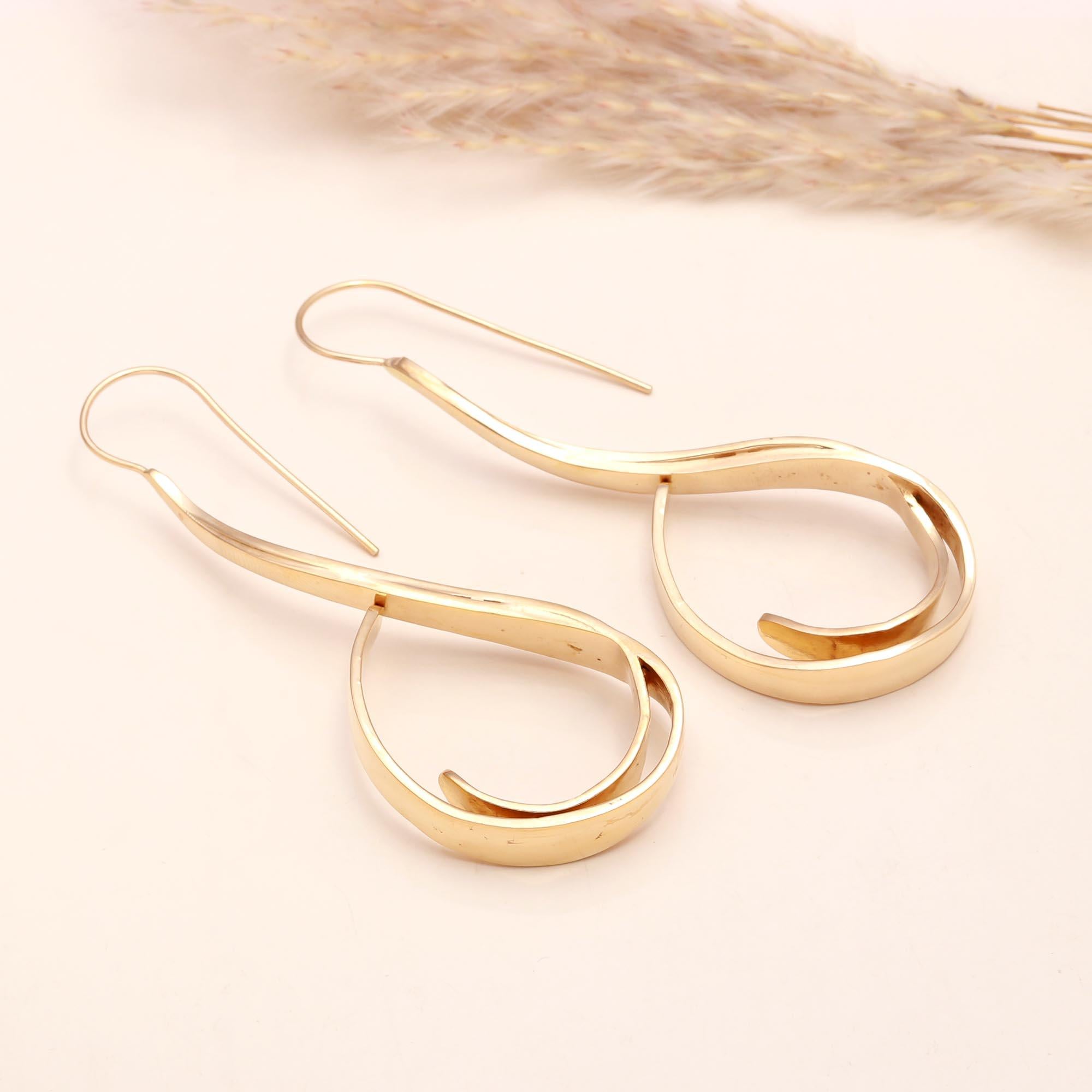 925 Sterling Silver Abstract Wave Drop Earrings