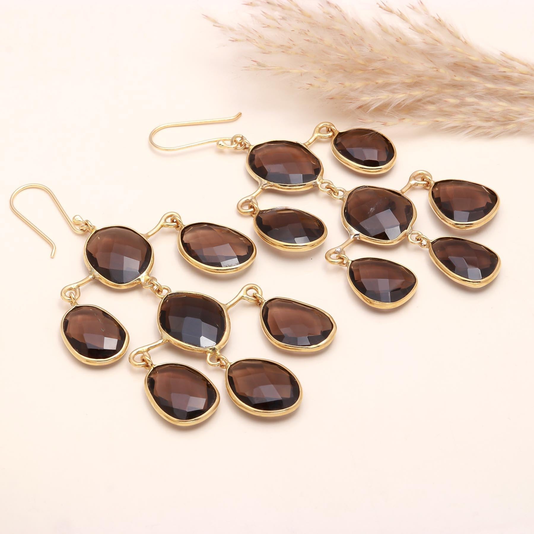 The Smoky Chandelier: Quartz Statement Earrings